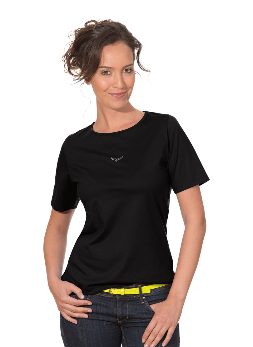 Trigema T-Shirt "TRIGEMA T-Shirt DELUXE Baumwolle mit Kristallsteinen" 1 St günstig online kaufen