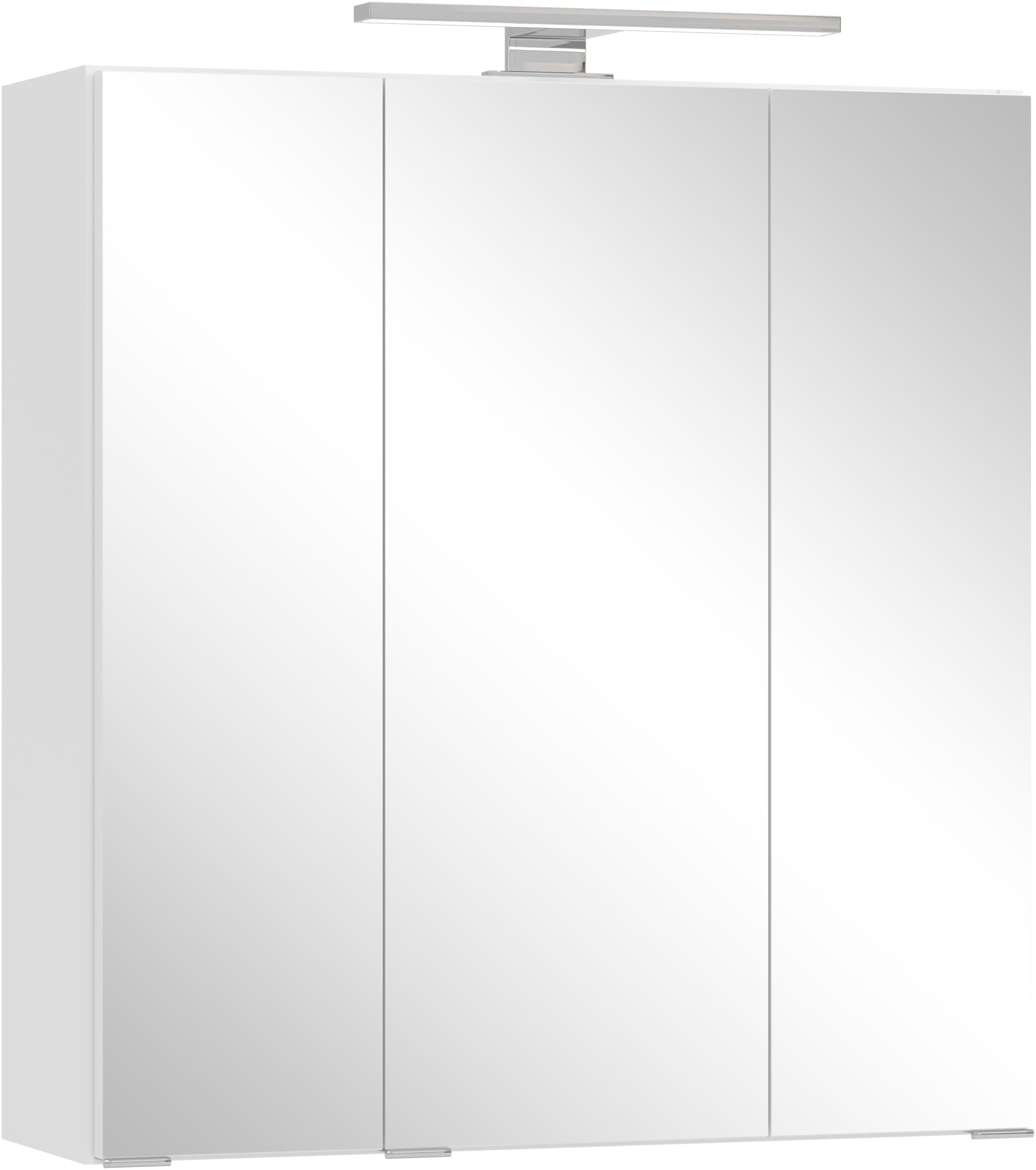 OTTO home Spiegelschrank "BOZEN, 3D-Spiegelschrank 60 cm" Inklusive LED-Aufbauleuchte, Steckdose und Schalter
