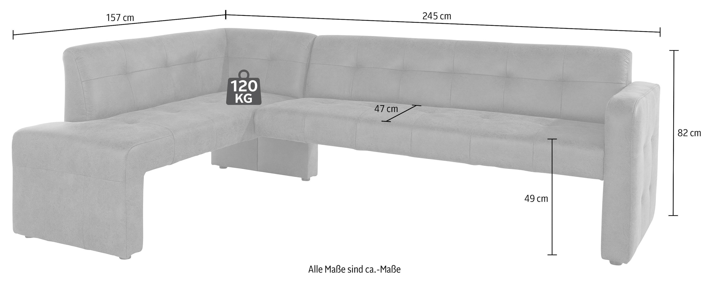exxpo - sofa fashion Eckbank »Barista mit toller Detailverarbeitung, hohe Bodenfreiheit«, Komfortsitzhöhe 49cm, Frei im Raum stellbar