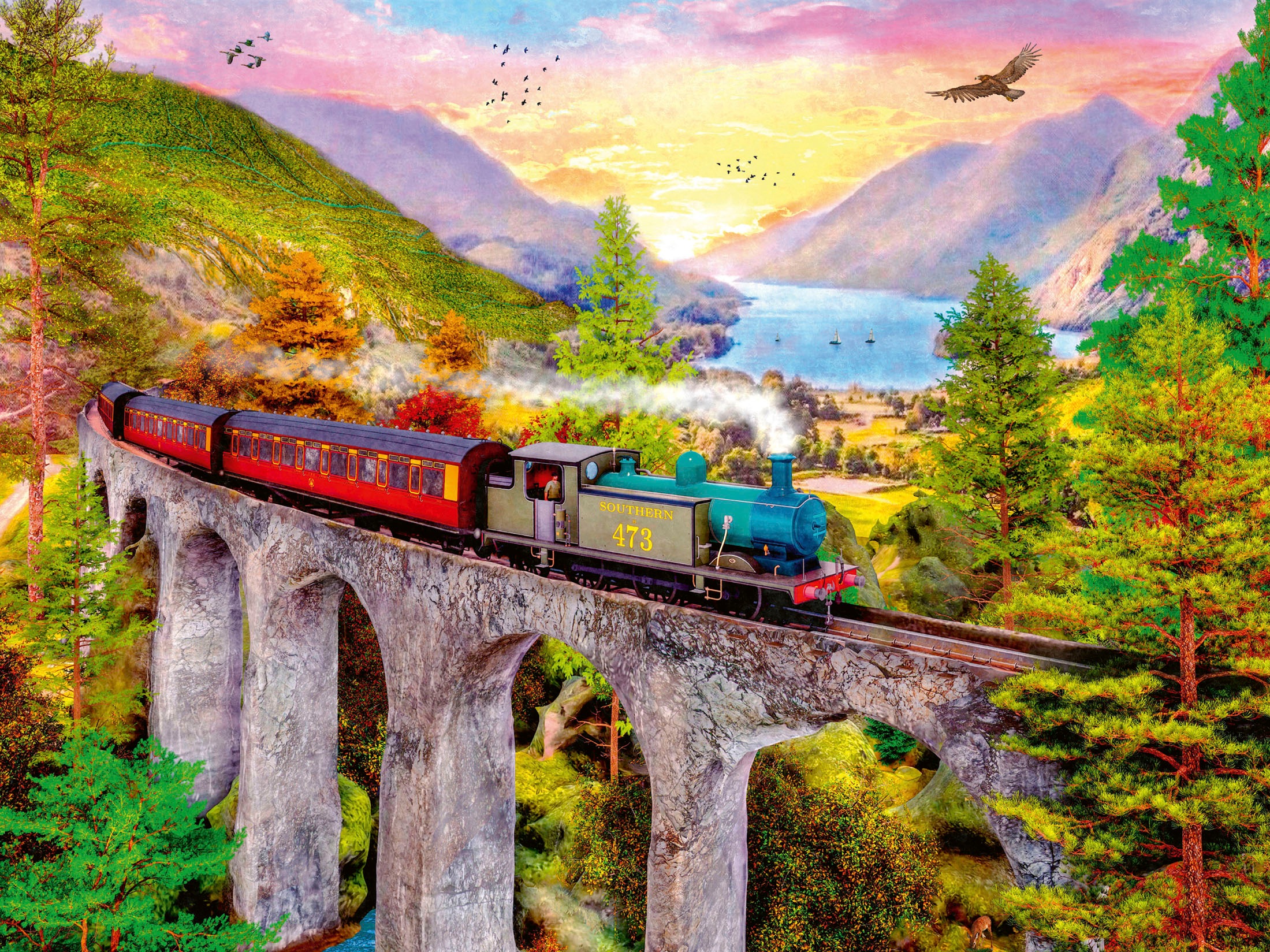 Ravensburger Puzzle »Zugfahrt im Herbst«, Made in Germany