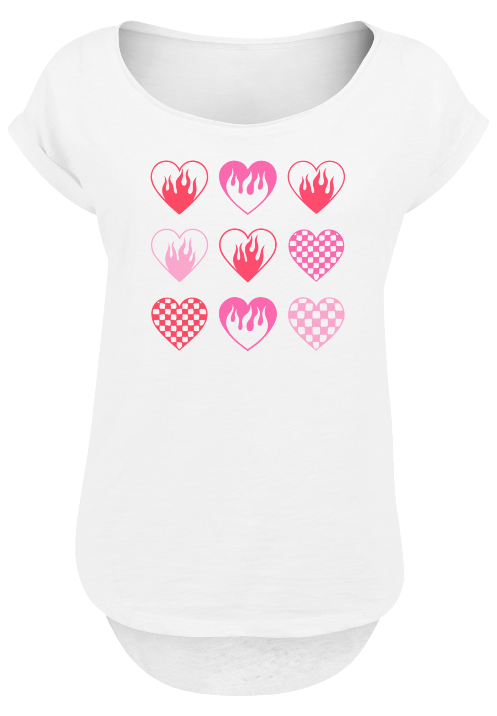 F4NT4STIC T-Shirt "Internationaler Frauentag: Herzen in Flammen", Premium Q günstig online kaufen