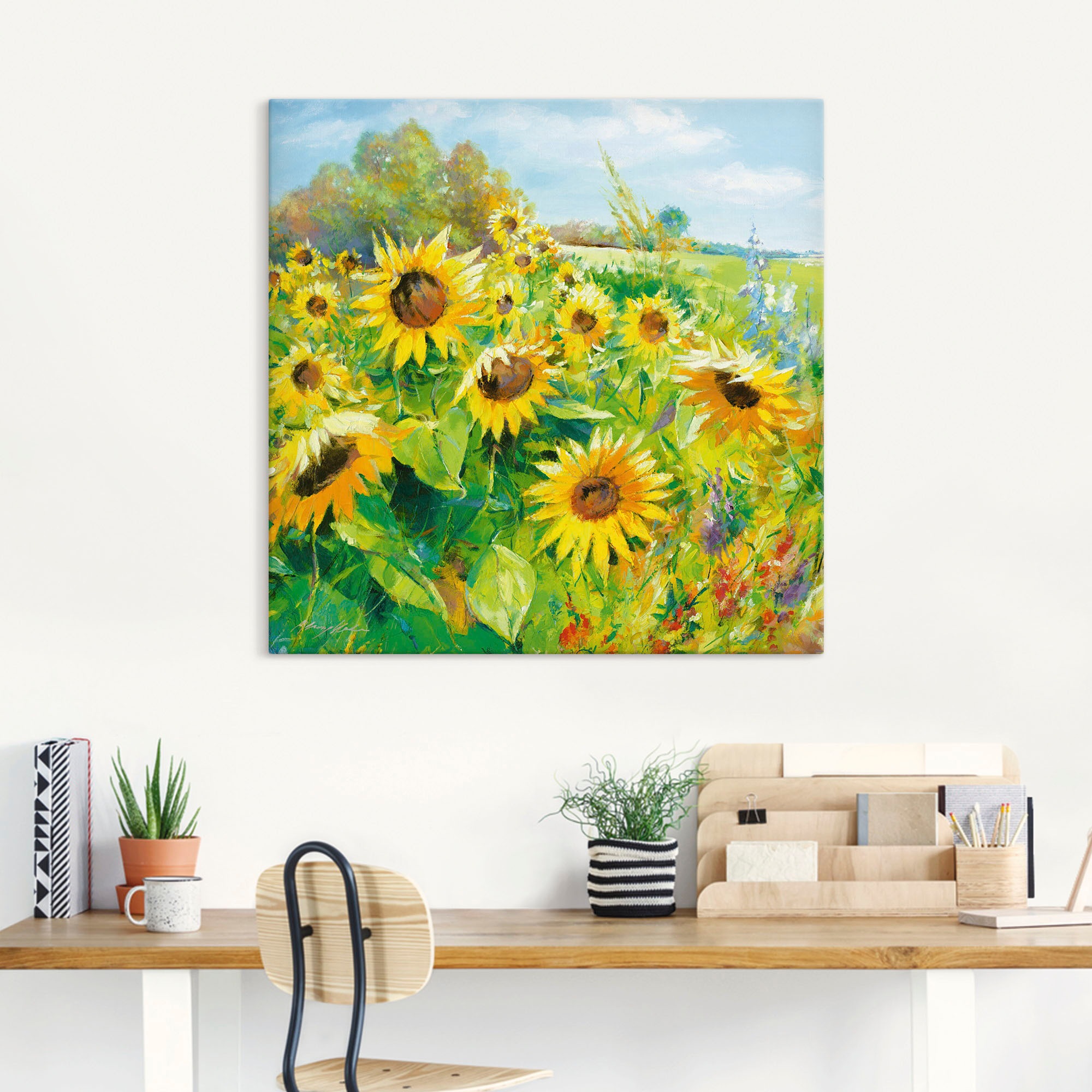 Artland Wandbild "Sommerwiese mit Sonnenblumen" Blumenwiese 1 Stk. tlg. als günstig online kaufen