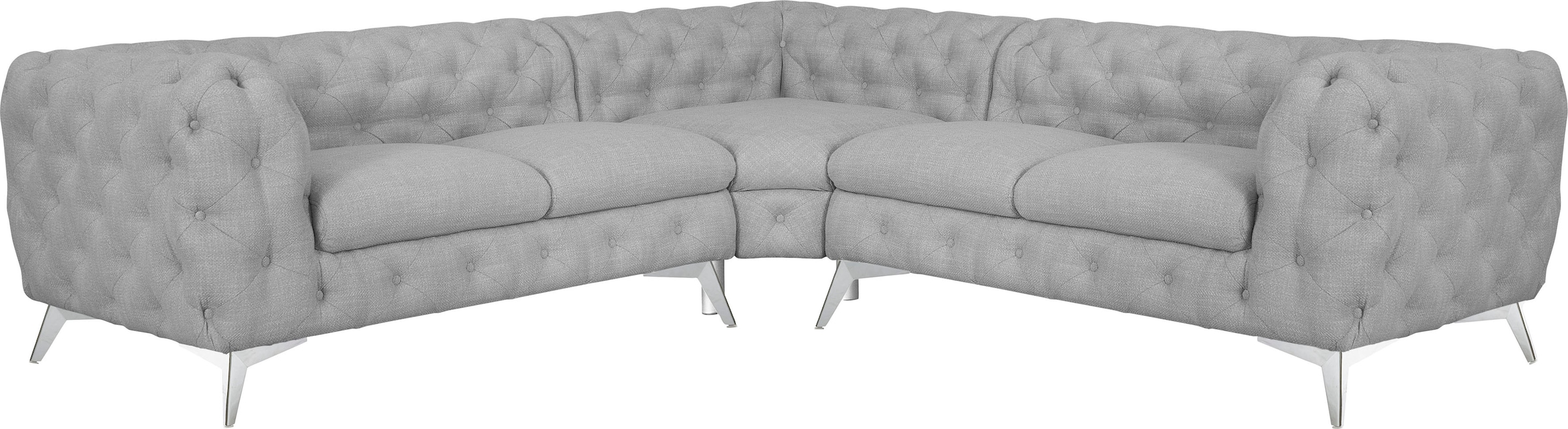 Leonique Chesterfield-Sofa "Glynis L-Form", aufwändige Knopfheftung, moderne Chesterfield Optik, Fußfarbe wählbar