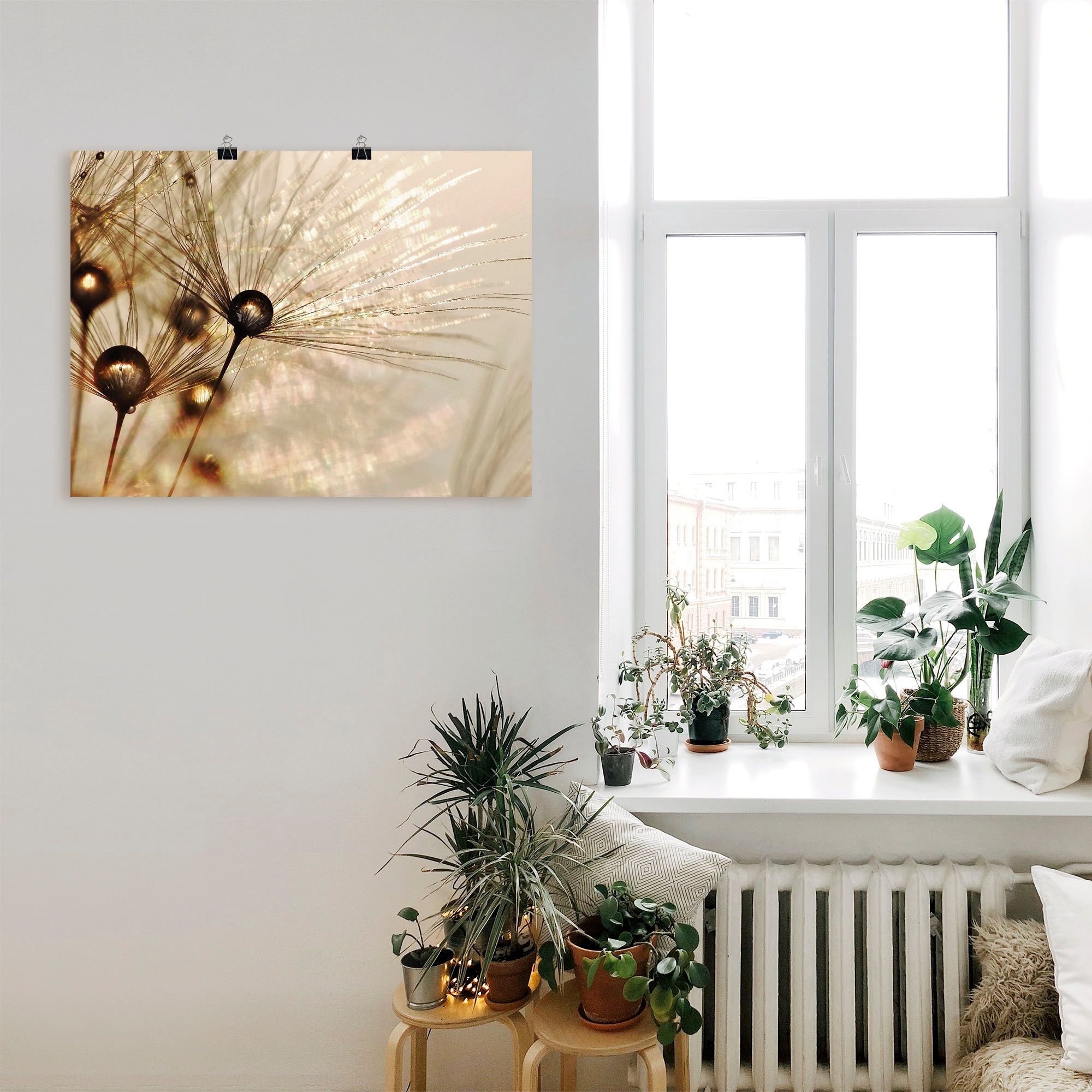 Artland Wandbild »Pusteblume Goldener Tropfen«, Blumen, (1 St.), als Alubild, Outdoorbild, Leinwandbild, Poster, Wandaufkleber