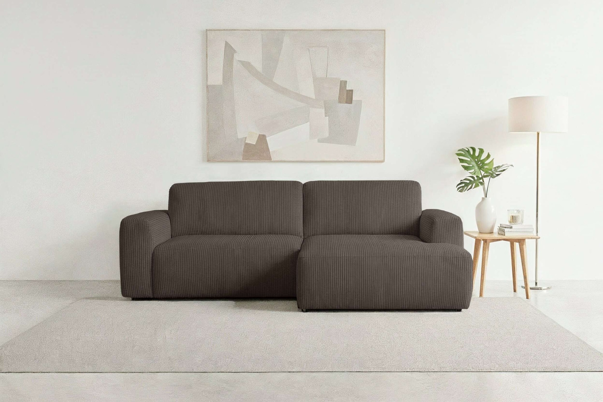 Home affaire Schlafsofa "Noord Schlafecksofa, Breite 250 cm" Cord, Struktur günstig online kaufen