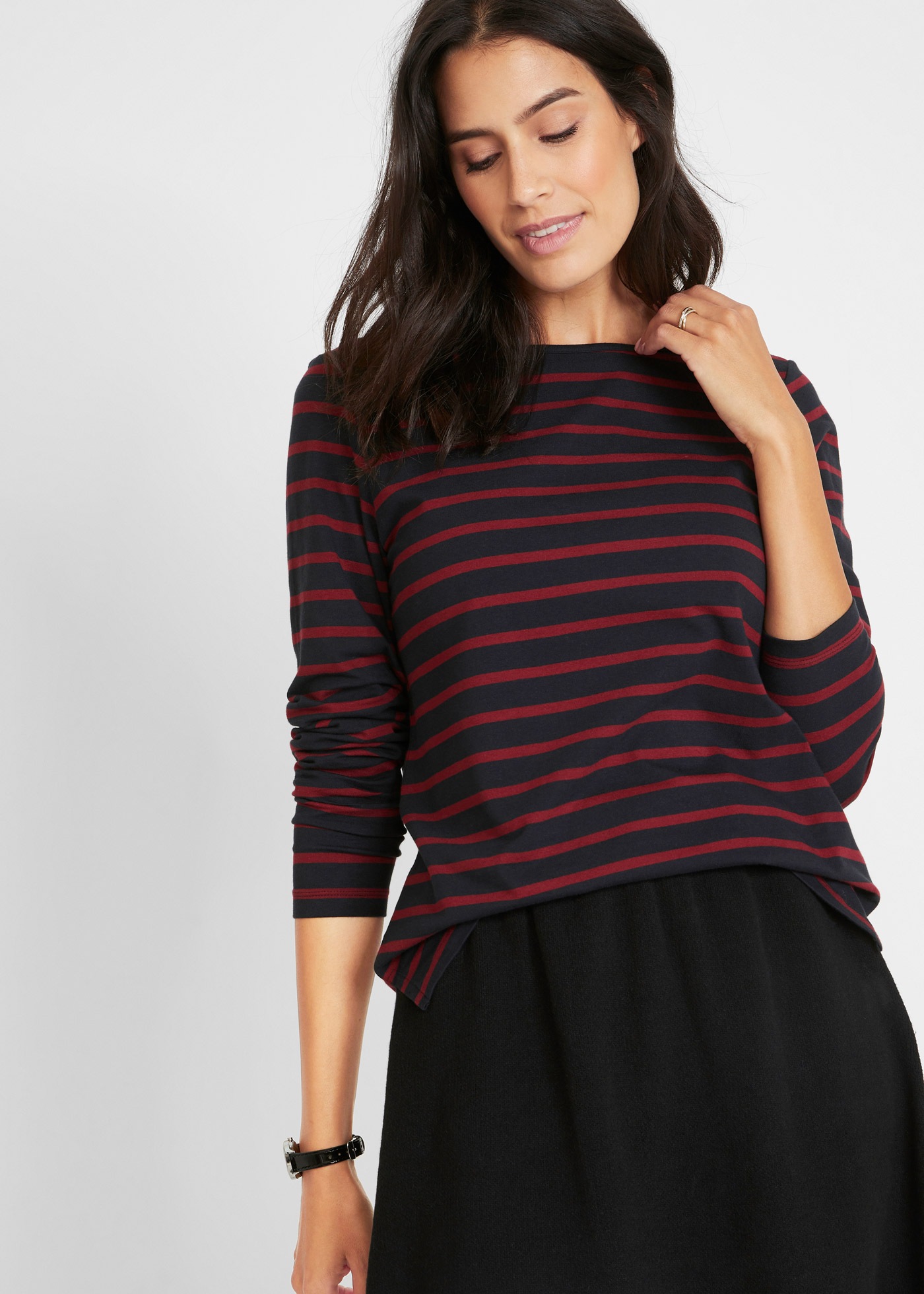 bonprix Langarmshirt Packung, 2 Stk. im 2er Pack und mit U-Bootausschnitt günstig online kaufen