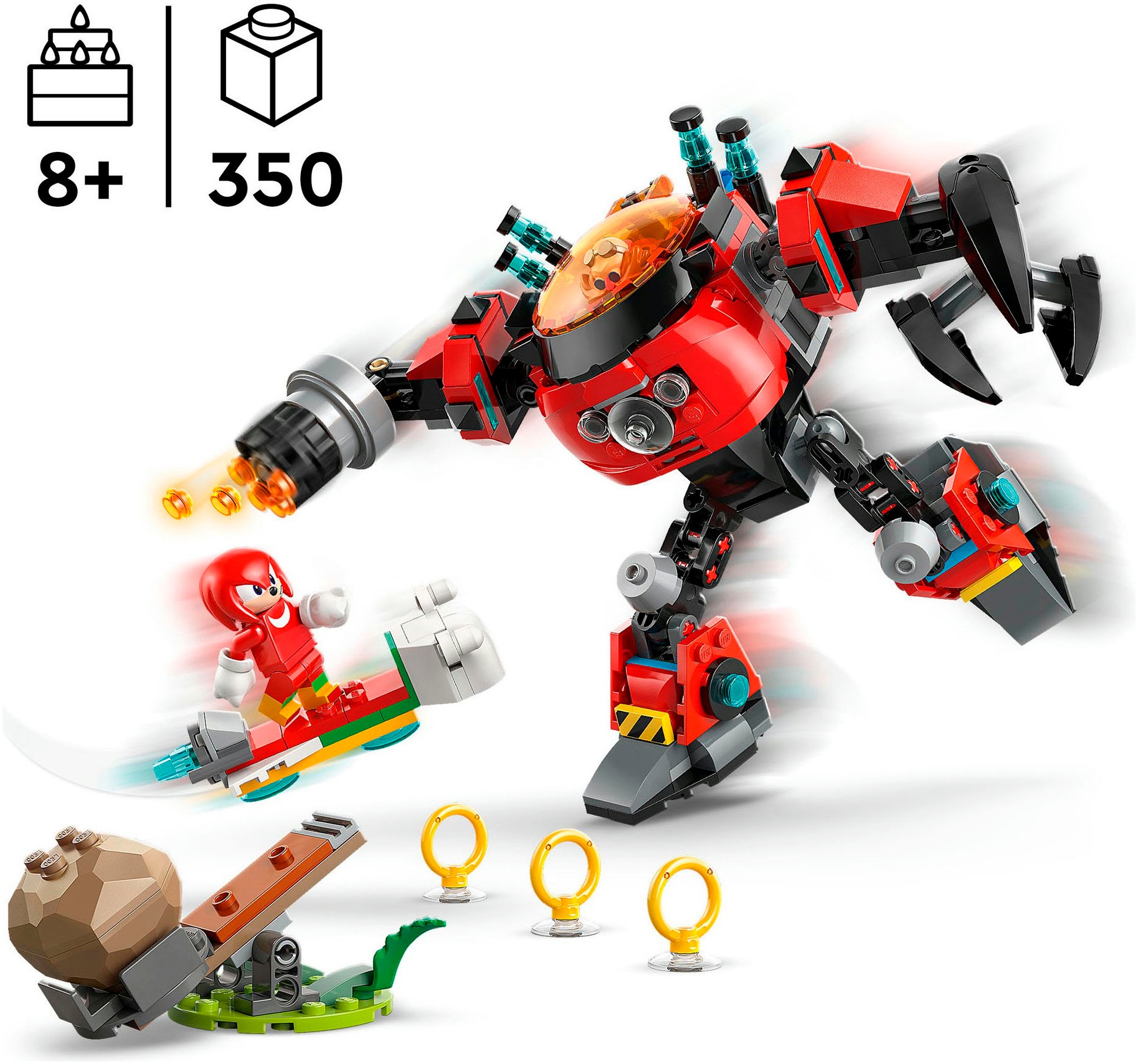 LEGO® Konstruktionsspielsteine »Knuckles vs. Dr. Eggmans Egg Crusher Mech (77005), LEGO Sonic«, (350 St.), Made in Europe