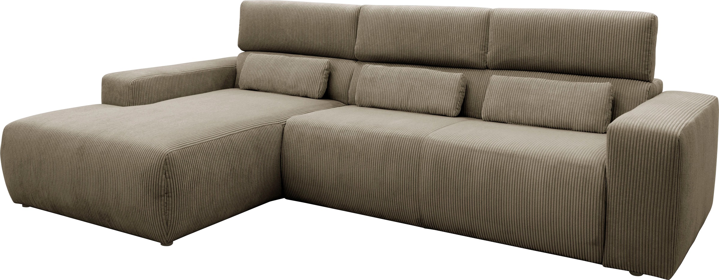 DOMO collection Ecksofa »Brandon große Ausführung B/T/H: 289/177/80 cm, auch in Leder und Cord«, mit Kopfteilverstellung, wahlweise Sitztiefenverstellung, L-Form