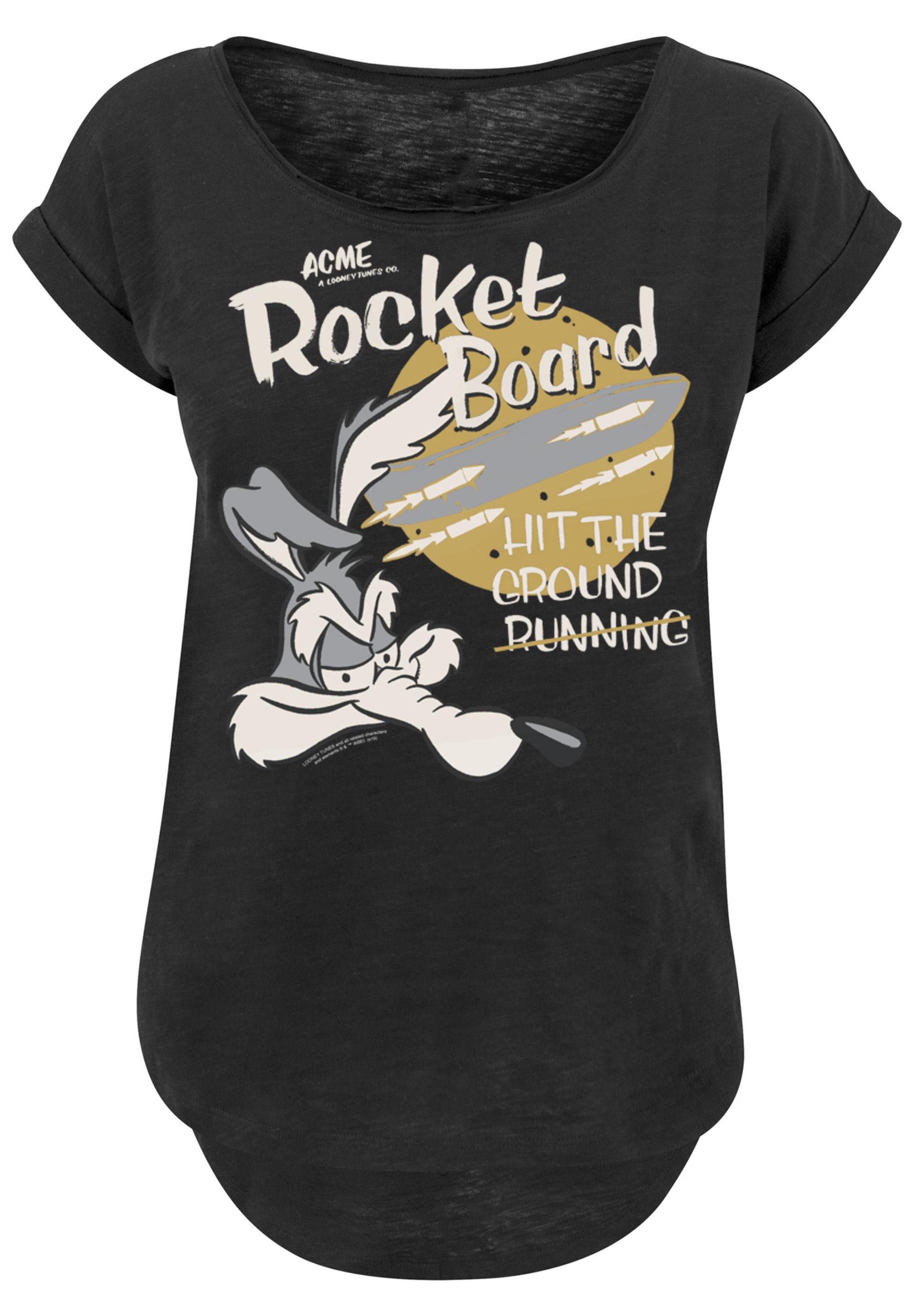 F4NT4STIC T-Shirt »Looney Tunes Wile E Rocket Board Cartoon«, Damen,Premium Merch,Lang,Longshirt,Bedruckt