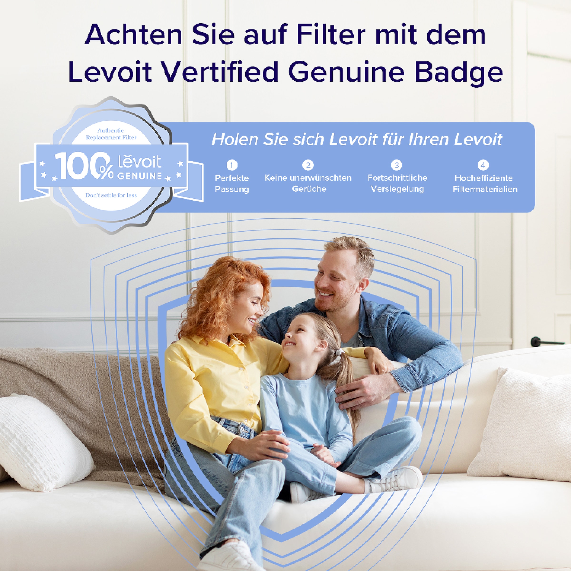 Levoit HEPA-Filter 4-Stufen-Filter gegen Schimmel und Bakterien, für Allergiker & Raucher