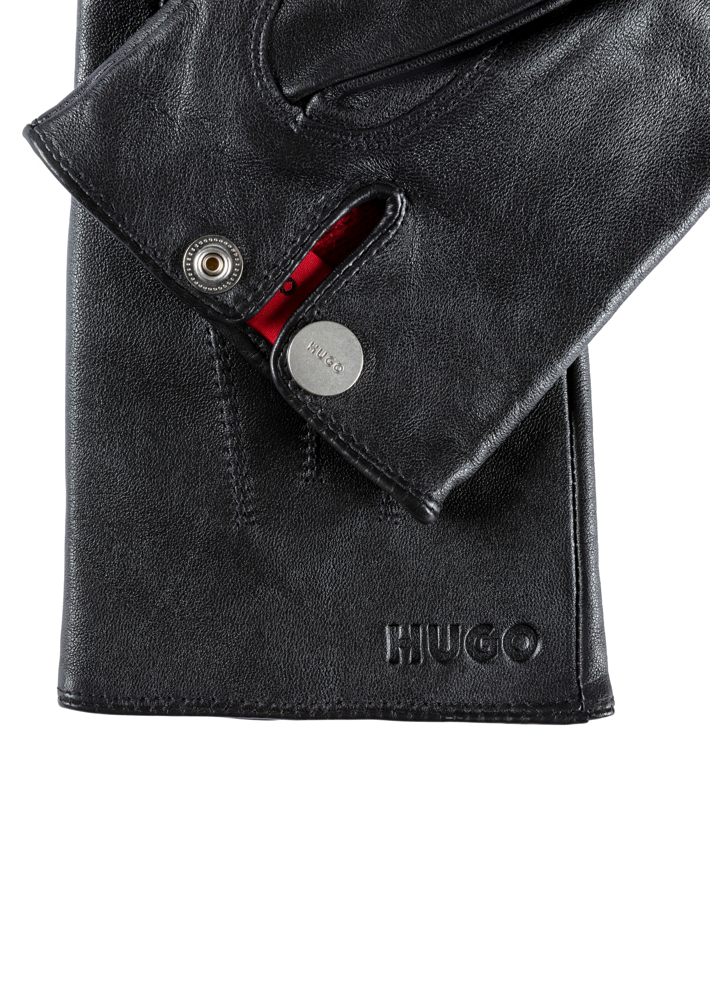 HUGO Lederhandschuhe »Jaan«, mit Logo auf dem Knopf