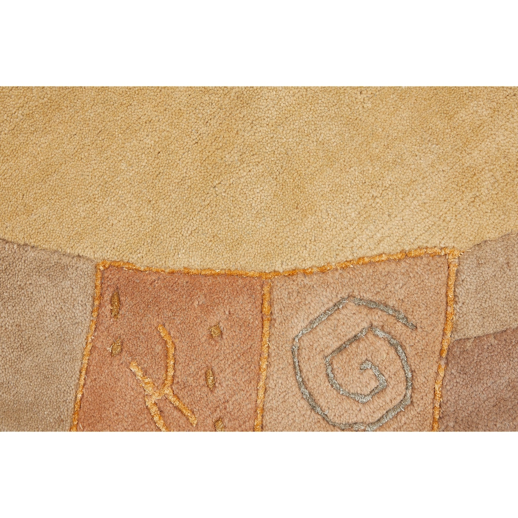Wohnen Teppiche LUXOR living Wollteppich »India«, rund, 20 mm Höhe, reine Wolle, handgeknüpft, mit Bordüre, ideal im Wohnzimmer 