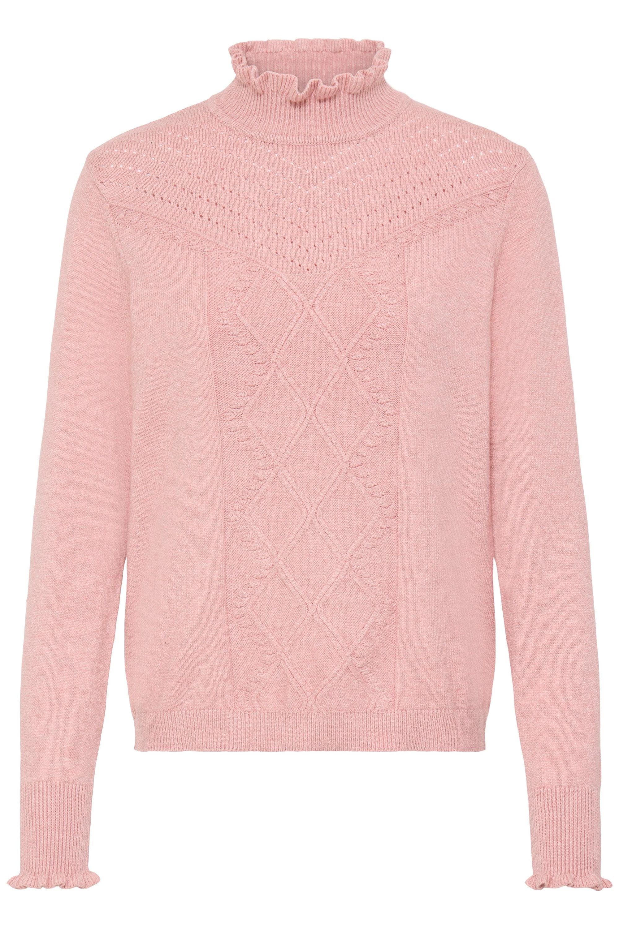 OXMO Damen Strickfleece-Pullover "Strickpullover OXBMMNERA ONECK JUMPER"pale mauve melange, Gr. L, Obermaterial: 50% Viskose CV. 27% Nylon NY. 23%