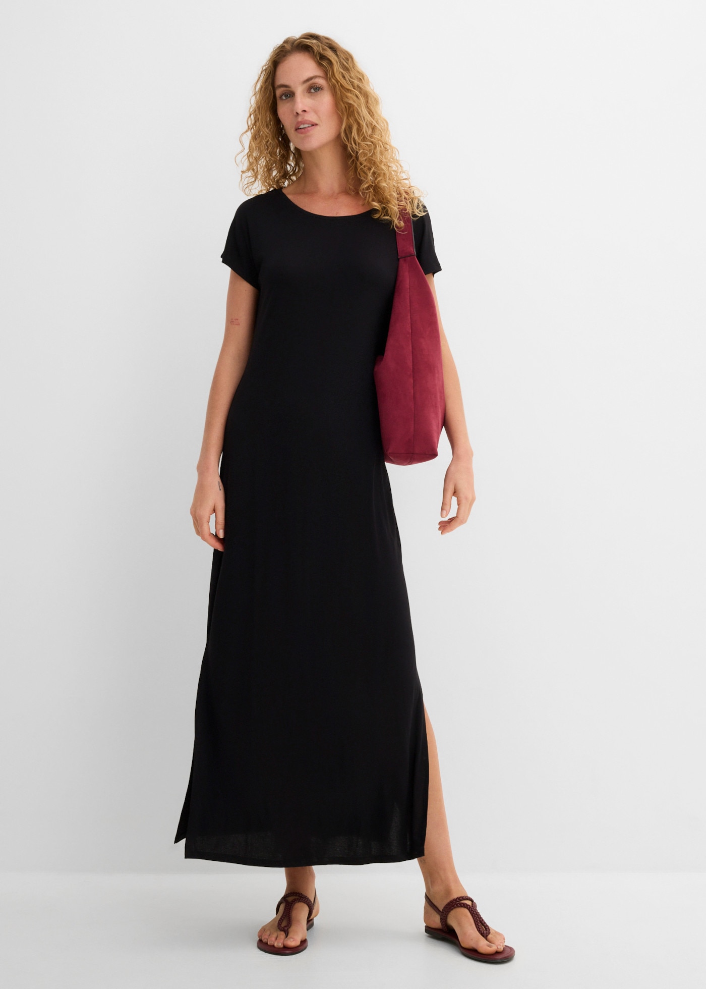bonprix Jerseykleid »Jerseykleid aus fließendem Viskose-Elasthan-Mix« für Alltag, aus Viskose und Elasthan, lockere Passform