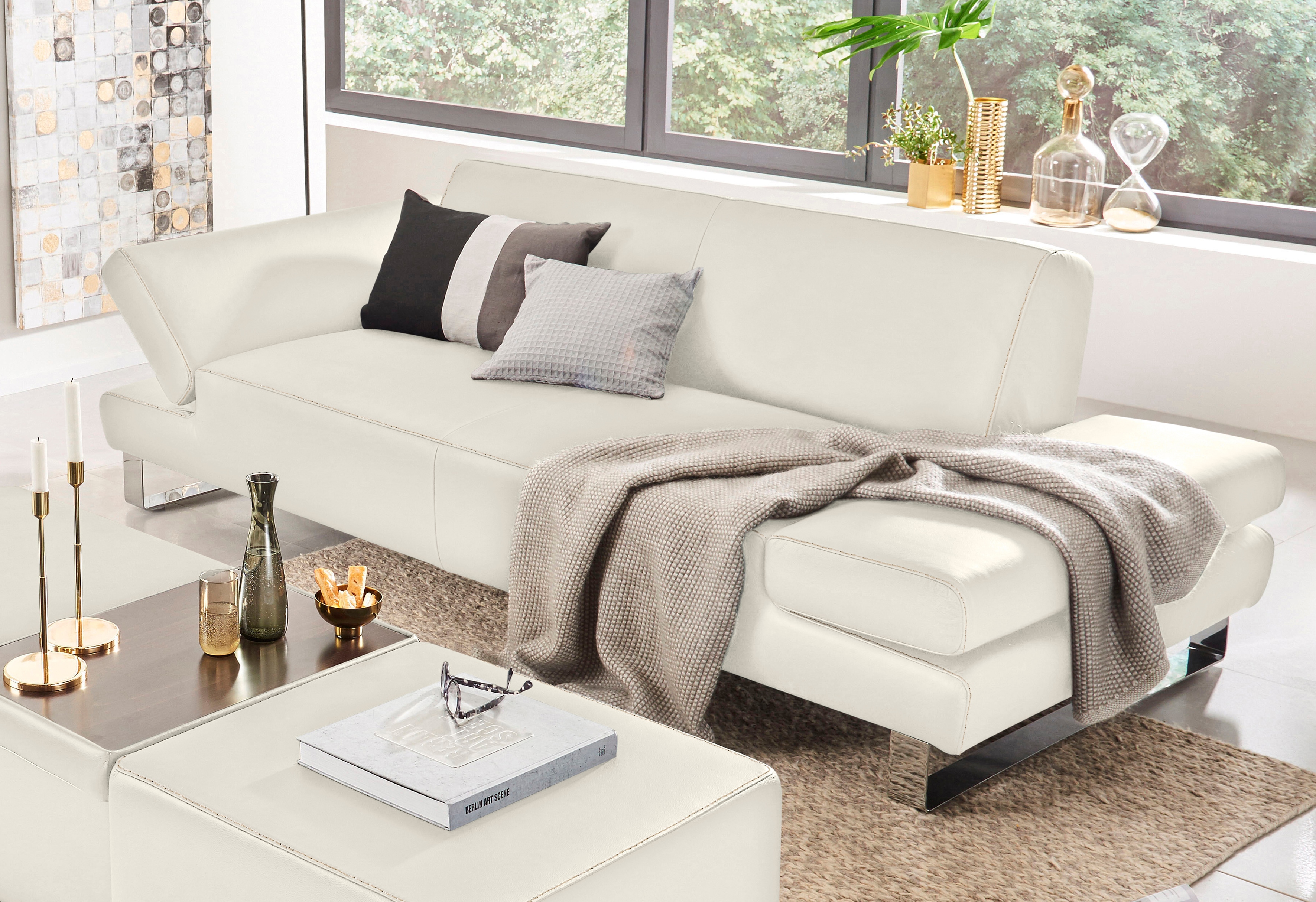 W.SCHILLIG 3-Sitzer "taboo Designsofa mit hohem Sitzkomfort" mit Normaltiefe, inklusive Armlehnenverstellung, mit Kontrastnaht