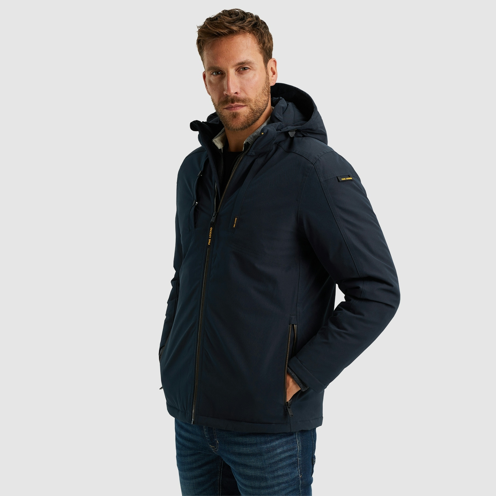 PME LEGEND Outdoorjacke »Semi long jacket STEARPACKER Ottoman«, mit Kapuze, mit Kapuze