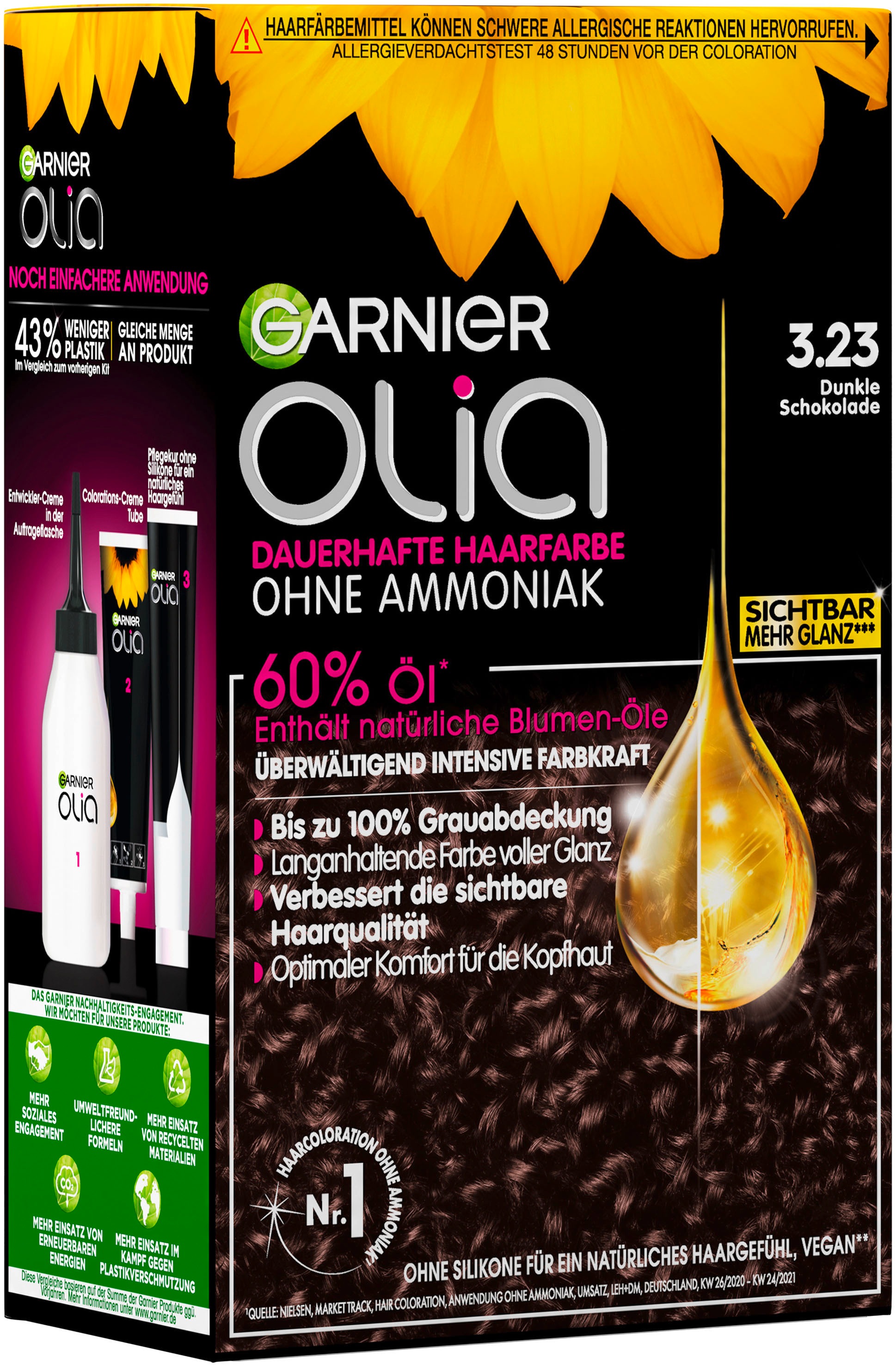 GARNIER Coloration »Garnier Olia dauerhafte Haarfarbe«, (Packung, 3 tlg.)