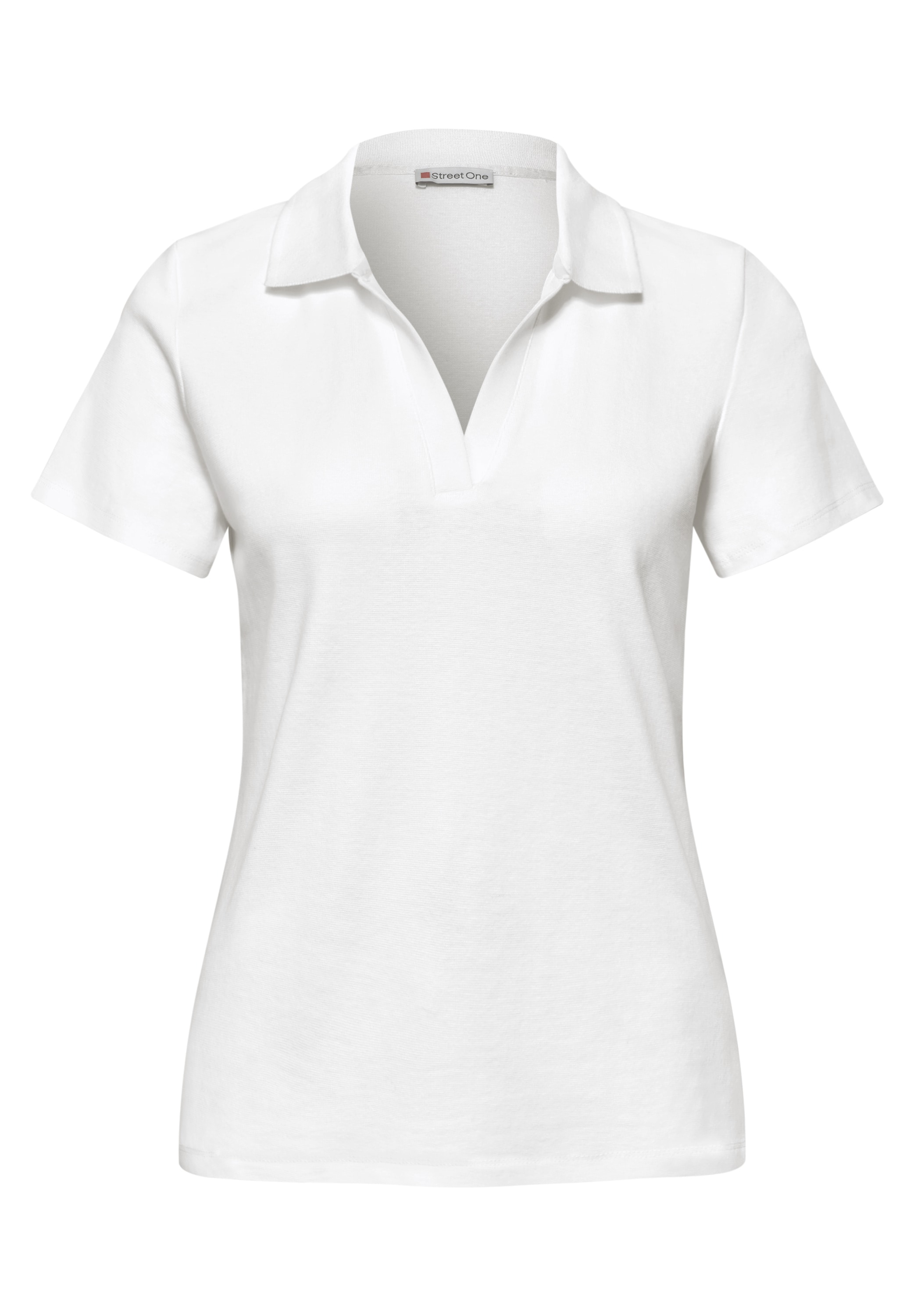 STREET ONE Poloshirt mit geschlitztem Rundhalsausschnitt