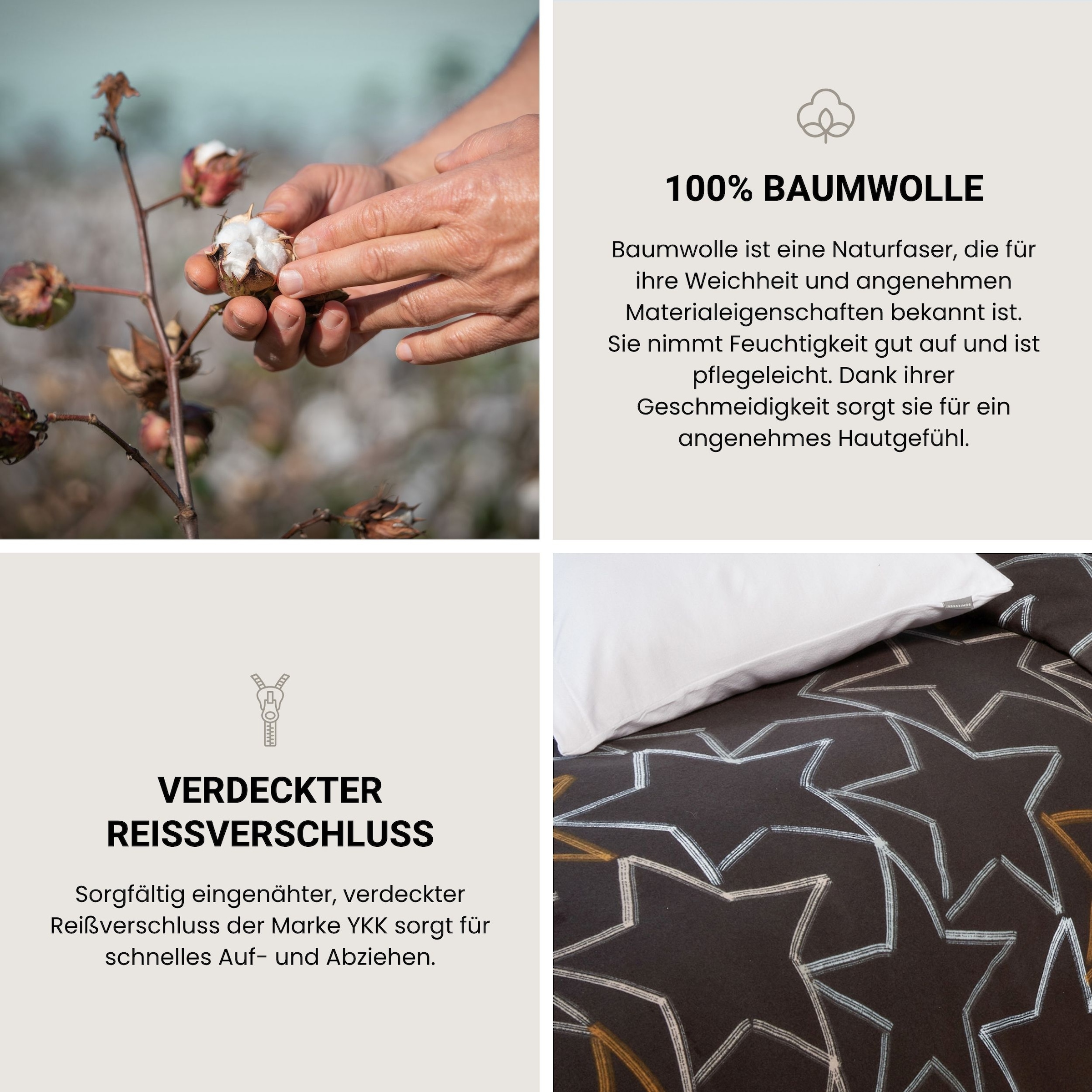 Schiesser Bettwäsche »Lizzy aus weicher Baumwolle mit coolem Sterne-Print« 2 Stk. OEKO-TEX® MADE IN GREEN-zertifiziert