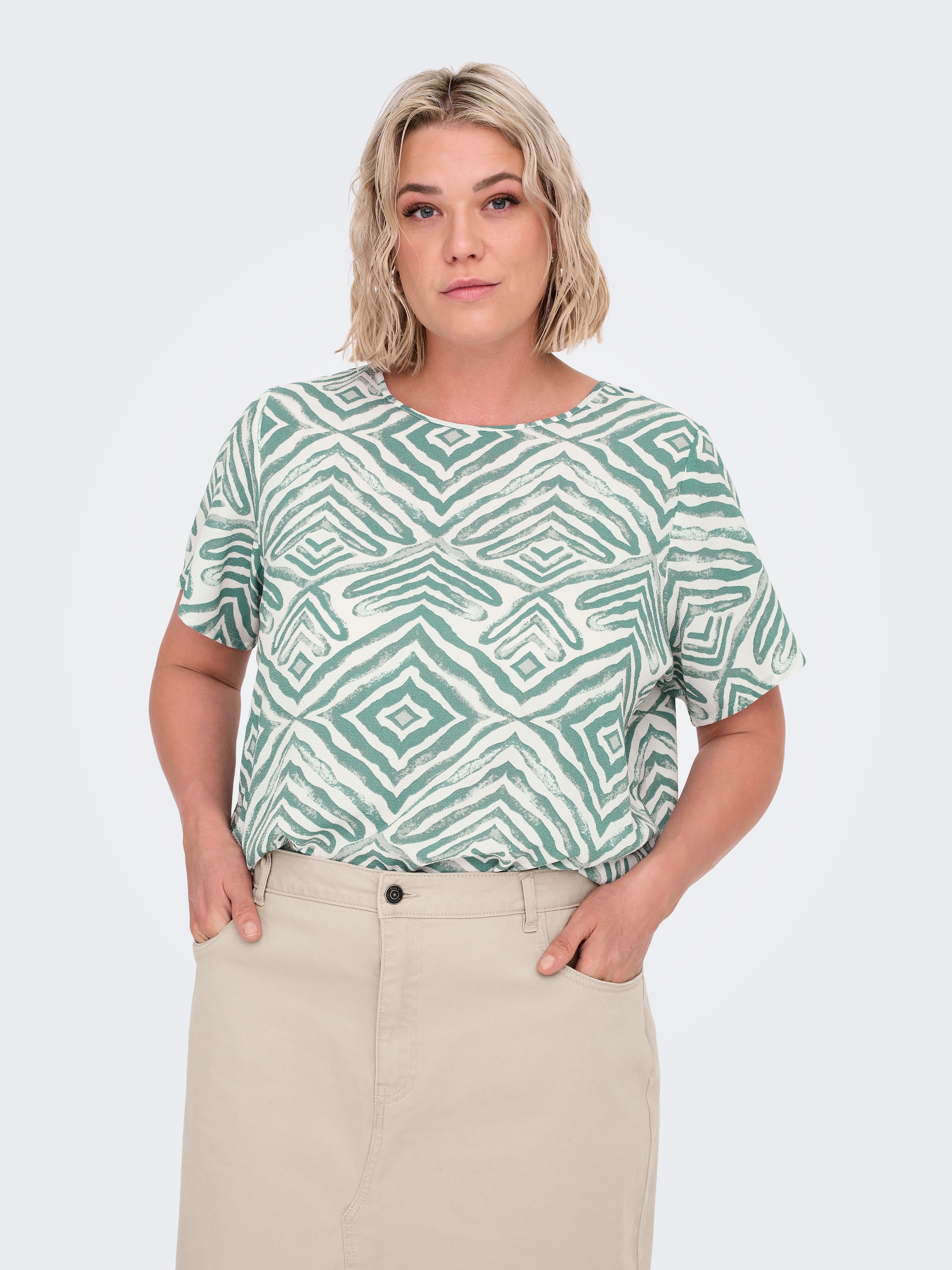 ONLY CARMAKOMA Shirtbluse "CARVICA SS TOP WVN NOOS" Materialmix, regular fi günstig online kaufen