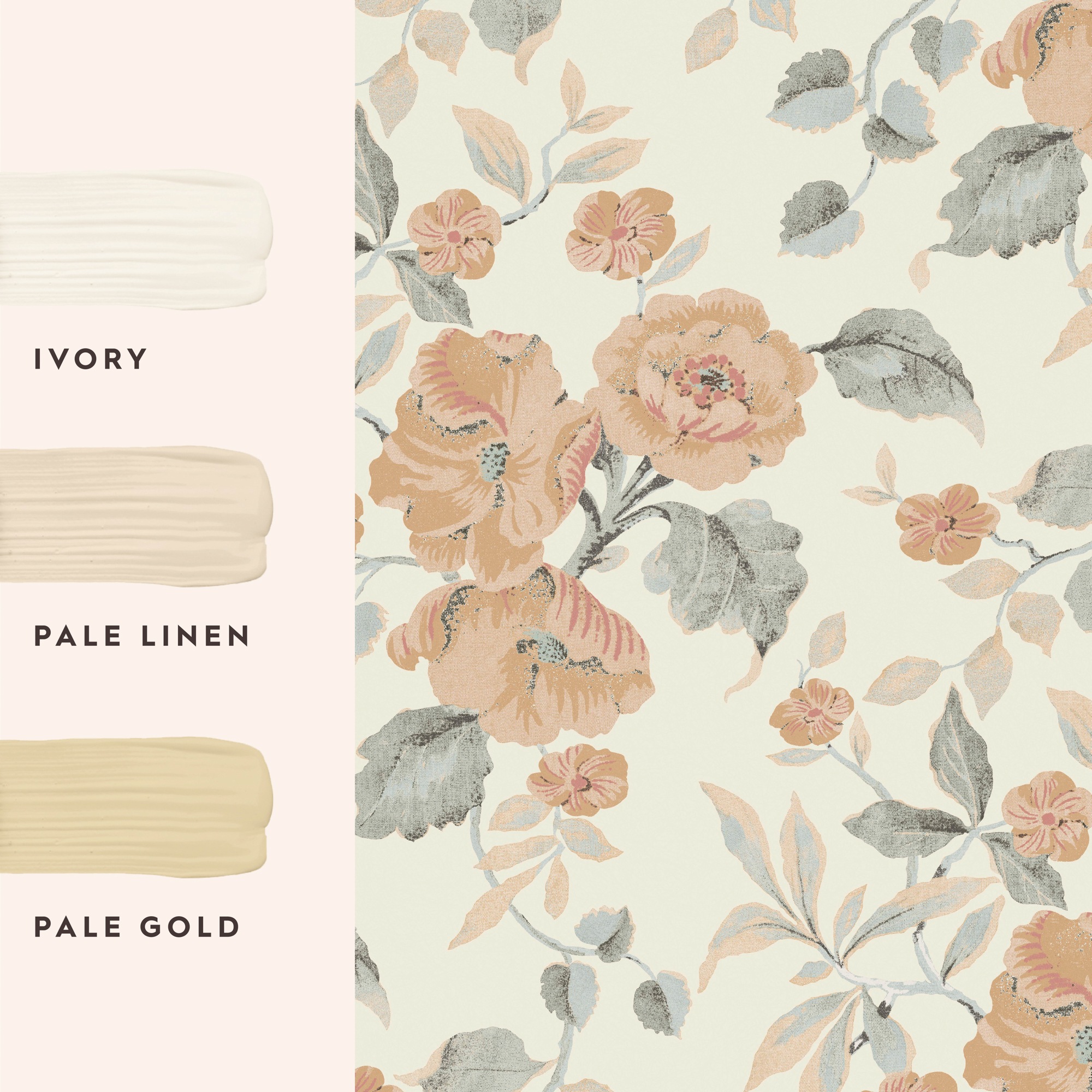 LAURA ASHLEY Vliestapete »Alyworth Trail Apricot«, geblümt, 10mx52cm (ca. 5m2)