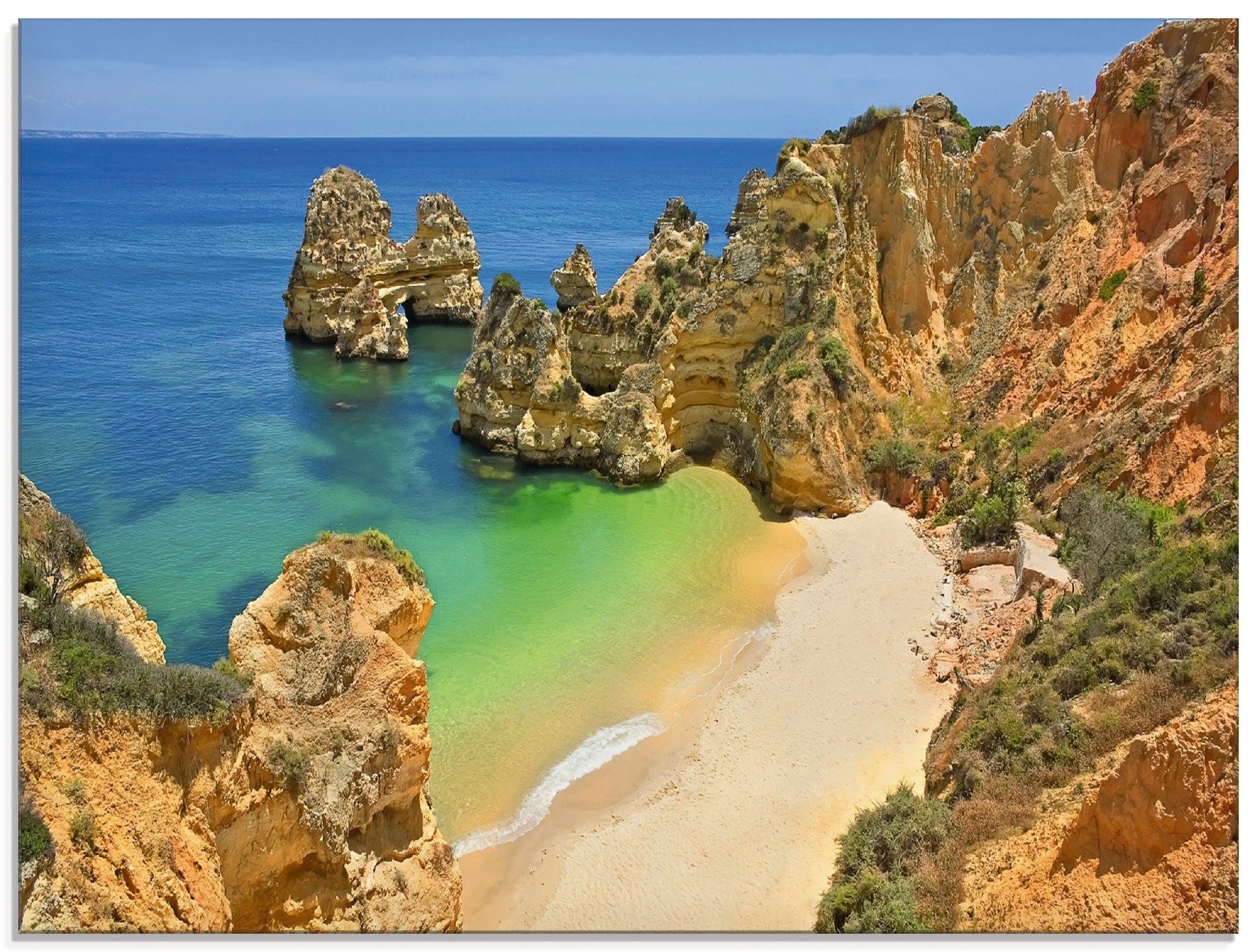 Glasbild »Farbige Algarveküste«, Strand, (1 St.), in verschiedenen Größen