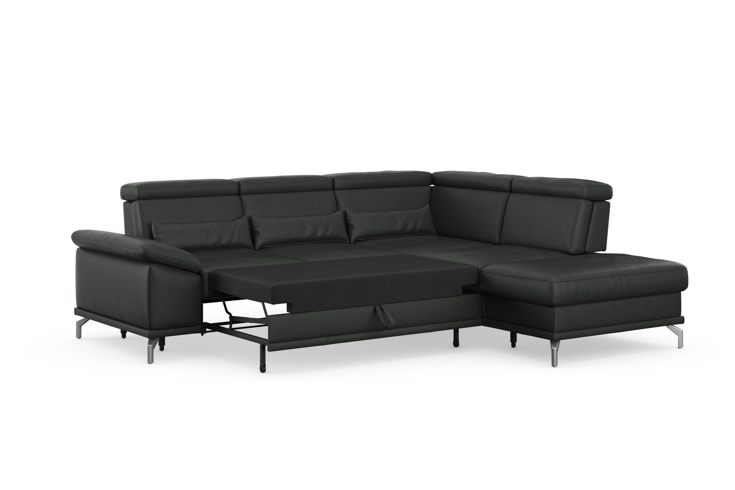 sit&more Ecksofa »Cabrio L-Form, mit Sitztiefenverstellung, Arm- und Kopfteilverstellung«, 3 Nierenkissen, Federkern, optional Bettfunktion und Stauraum