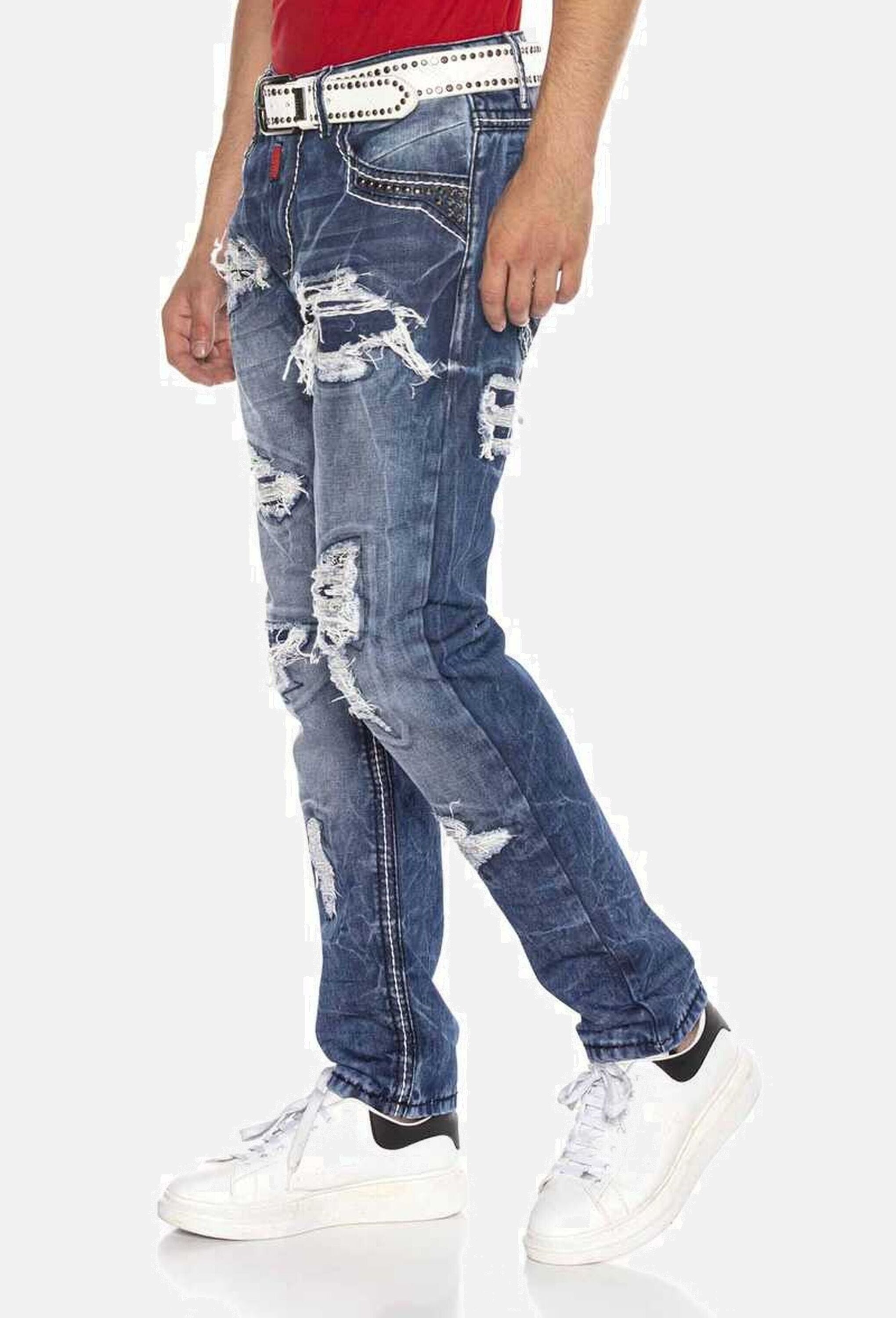 Cipo & Baxx Straight-Jeans »Cipo & Baxx Jeans DENIM« bequeme Jeans im angesagten Destroyed-Look, CD644