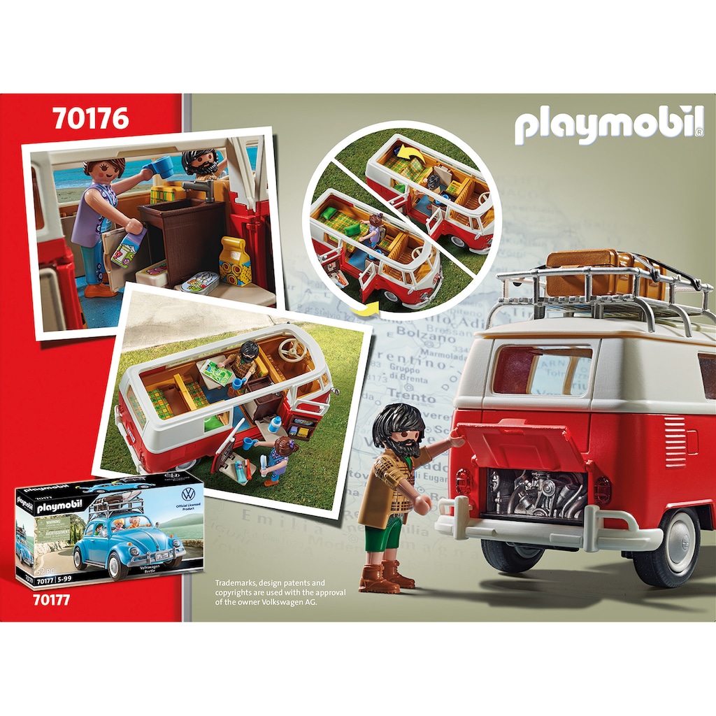 Playmobil® Konstruktions-Spielset »Volkswagen T1 Camping Bus (70176) VW Lizenz«, (74 St.)