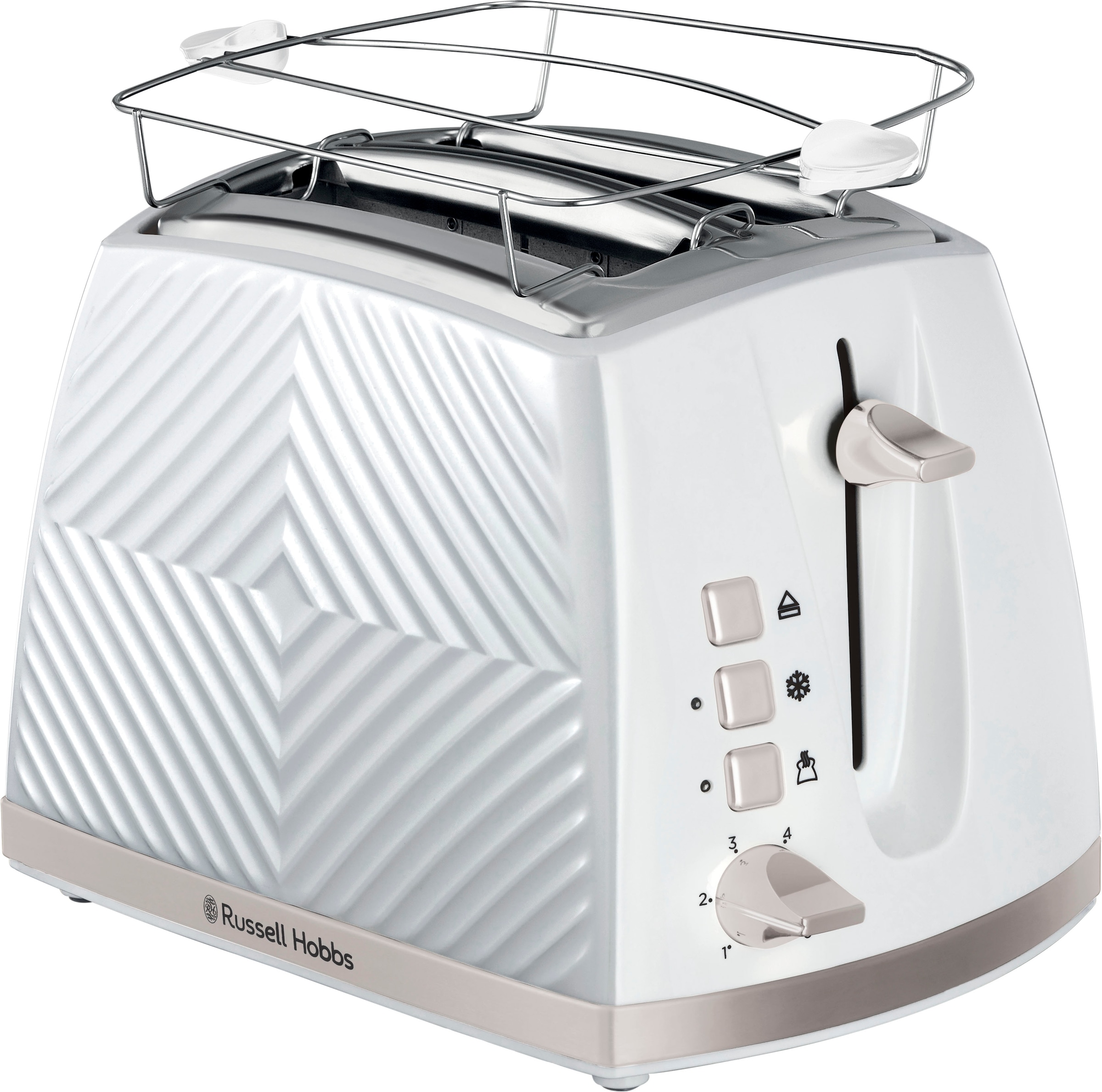 RUSSELL HOBBS Toaster "Groove 26391-56", 2 lange Schlitze, für 2 Scheiben, 850 W, weiß, 850 Watt - 6 Bräunungsstufen