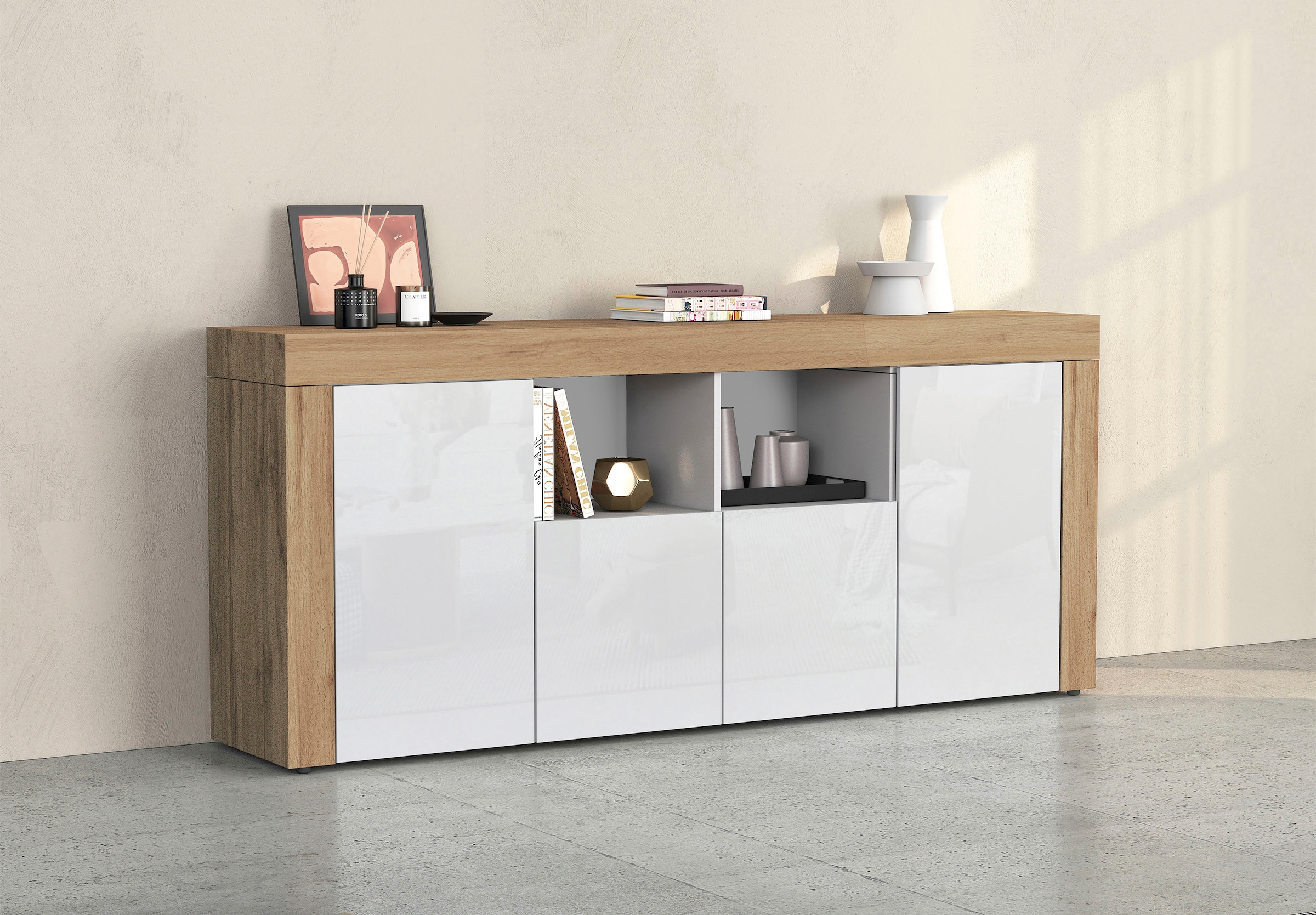 INOSIGN Sideboard "CHRONOS Breite 200 cm mit 4 Türen, 2 offene und 8 geschl günstig online kaufen