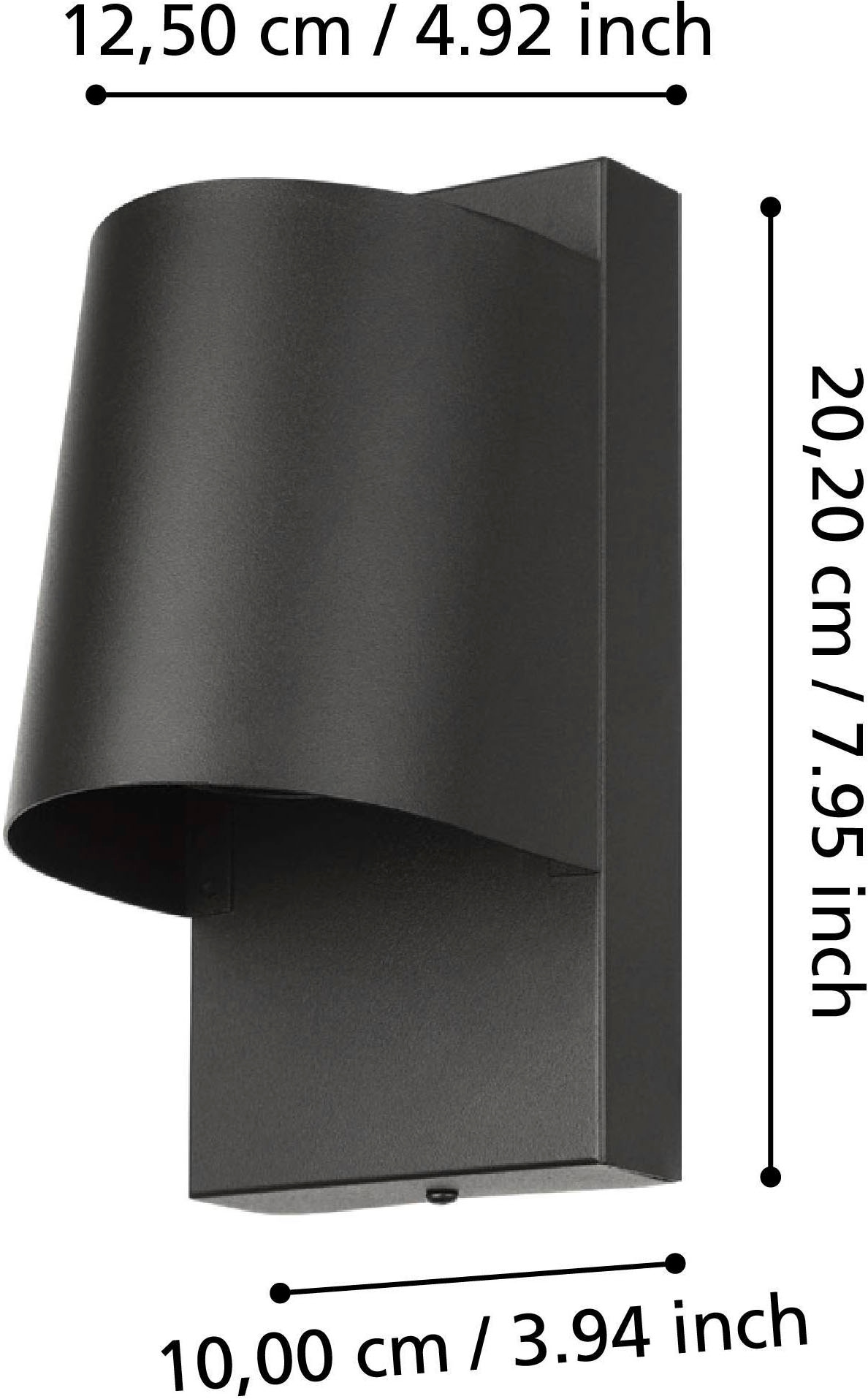 EGLO Wandleuchte »Stagnone Wandlampe, Außenbeleuchtung, Metall, GU10, IP54, Außenleuchte« GU10 1 Stk. Wand-/Deckenleuchte - L10 x H20,5 x AL12,5 cm - schwarz - 1X4,6W inkl.