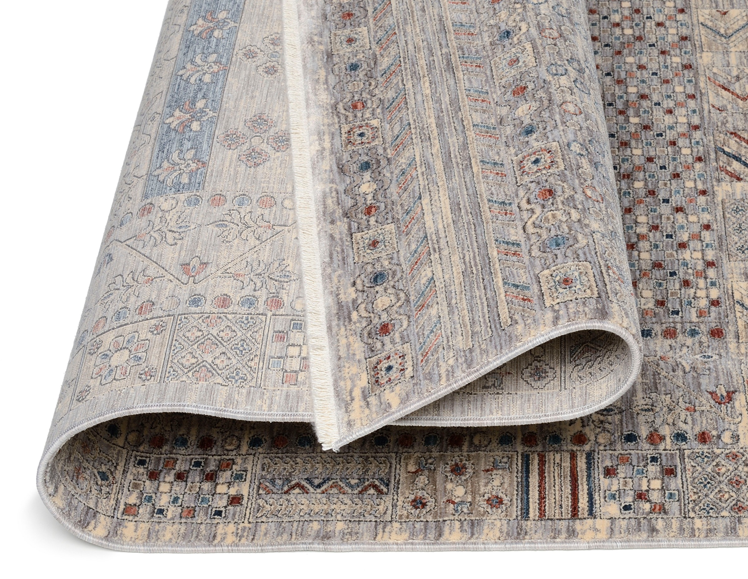 Teppich OCI DIE TEPPICHMARKE "GRAND FASHION 12", bunt (grau, multi), B:240cm H:5mm L:300cm, Polyester, Teppiche, Teppich, Vintage Optik, feine Fransen, Wohnzimmer 3