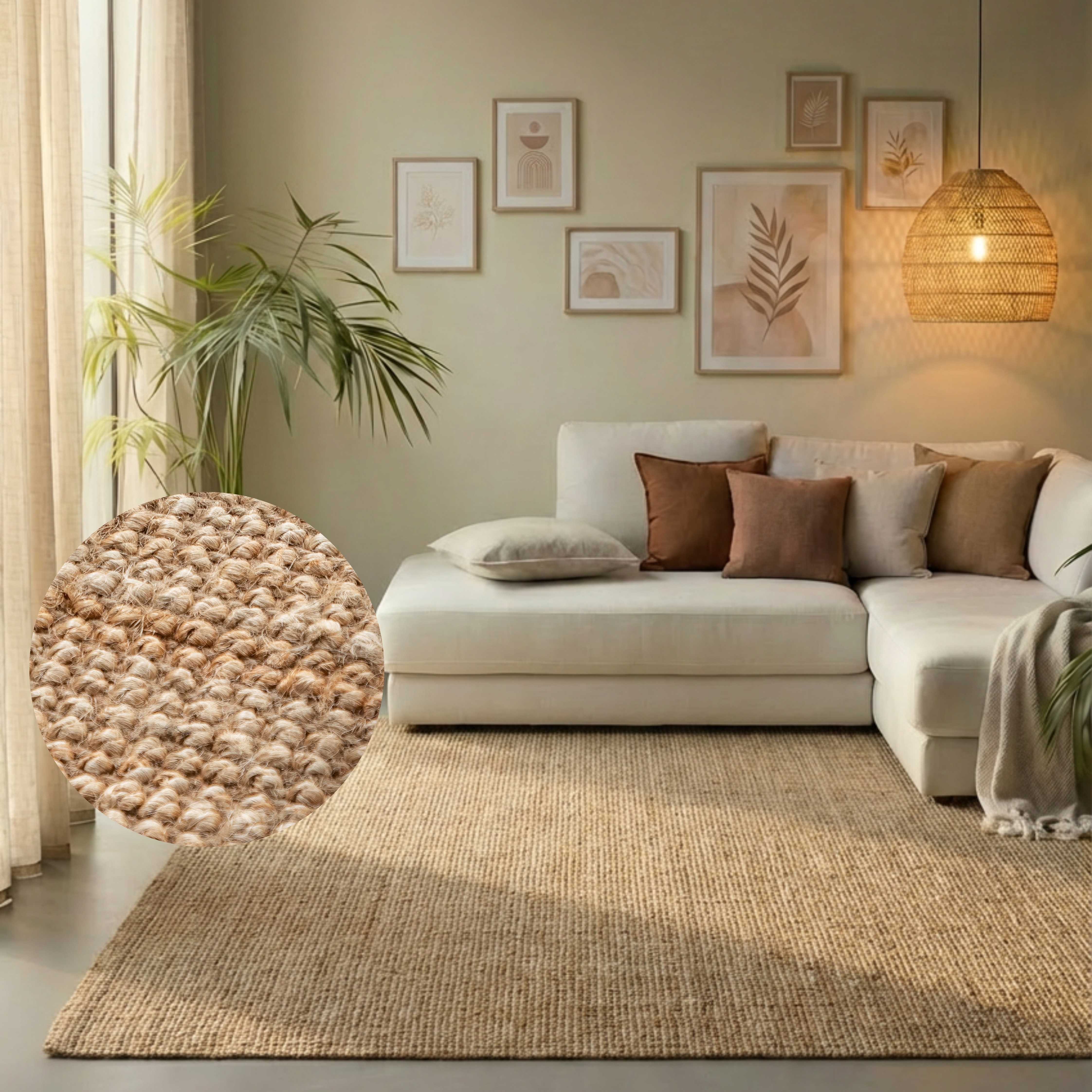 HANSE Home Teppich "Jaipur Juteteppich, als Läufer und in Rund" rechteckig 10 mm Höhe 100% Naturfaser, Wohnzimmer, Esszimmer, Schlafzimmer, GRS