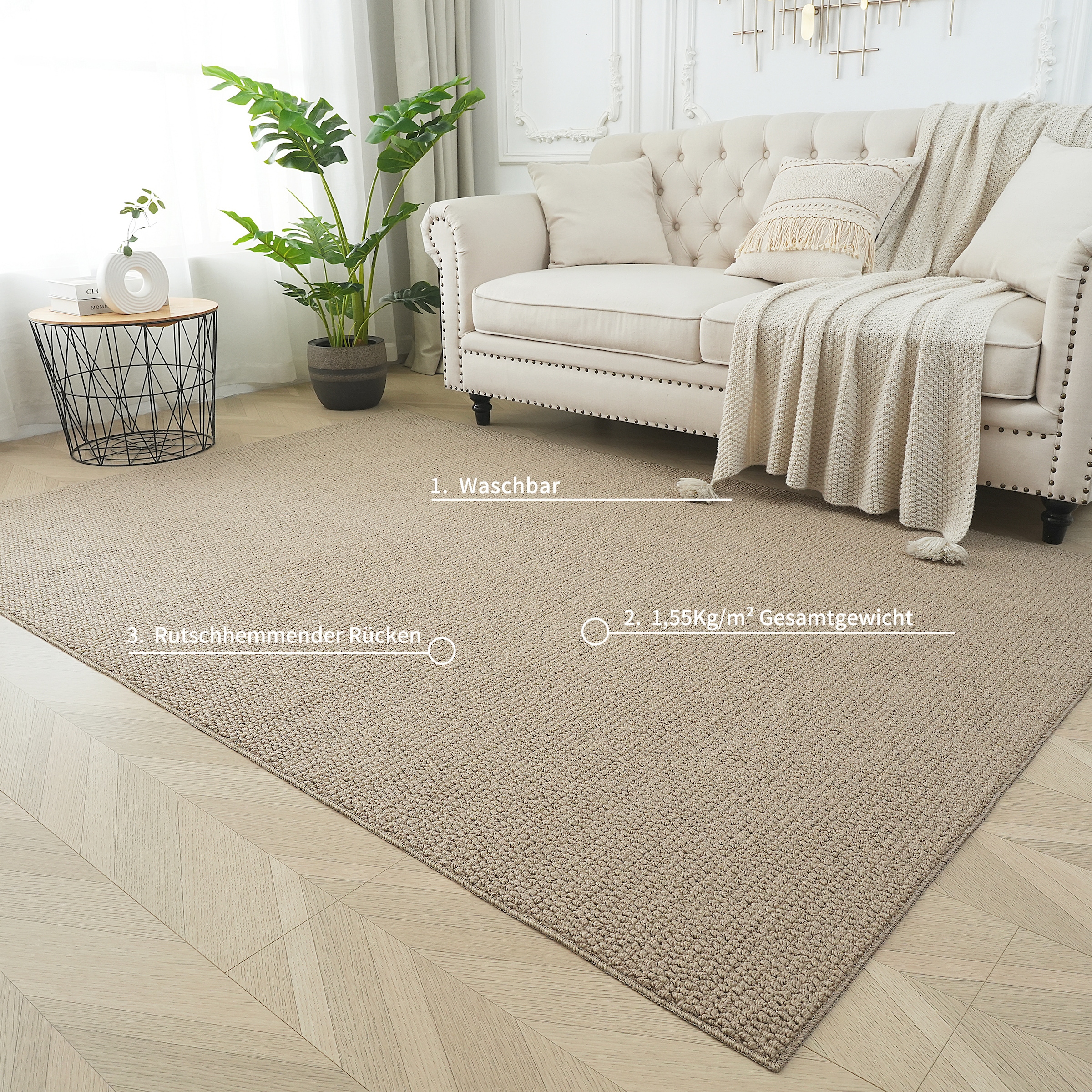 s.Oliver Teppich »Lenni«, rechteckig, 10 mm Höhe, Uni-Farben, kurzflor, waschbar, Wohnzimmer, Schlafzimmer