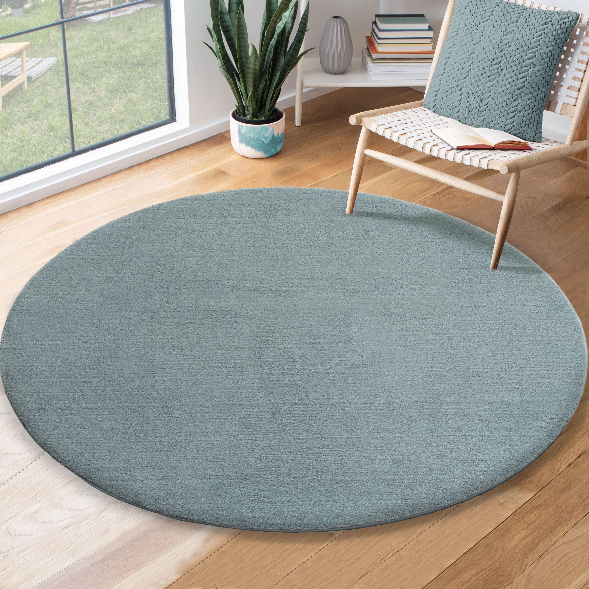 the carpet Teppich "kuschelig & Super Soft, Anti-Rutsch Unterseite," rund 16 mm Höhe Waschbar bis 30 Grad, Felloptik, Wohnzimmer Teppich, Kundenliebling