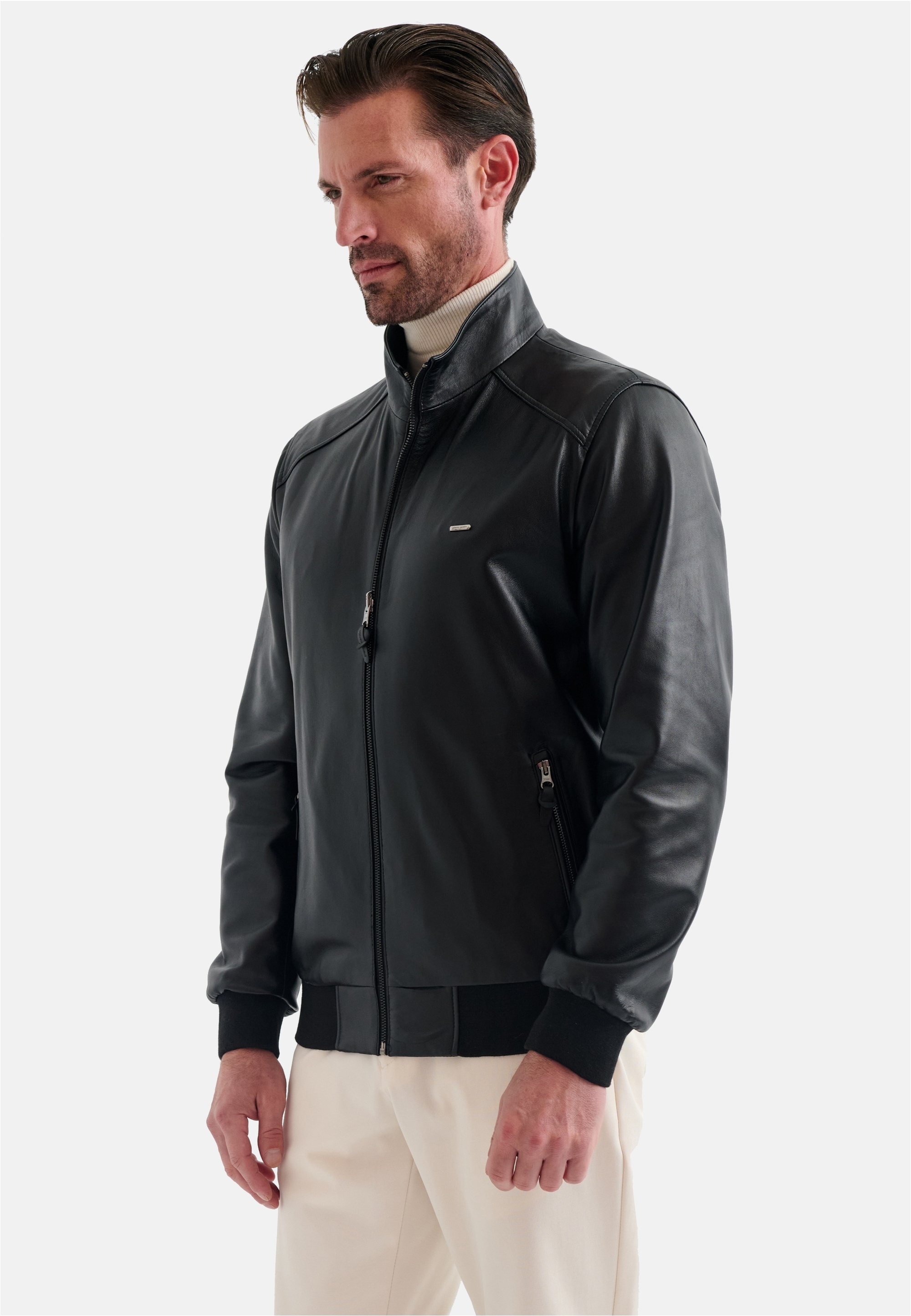Pierre Cardin Lederjacke, mit Stehkragen