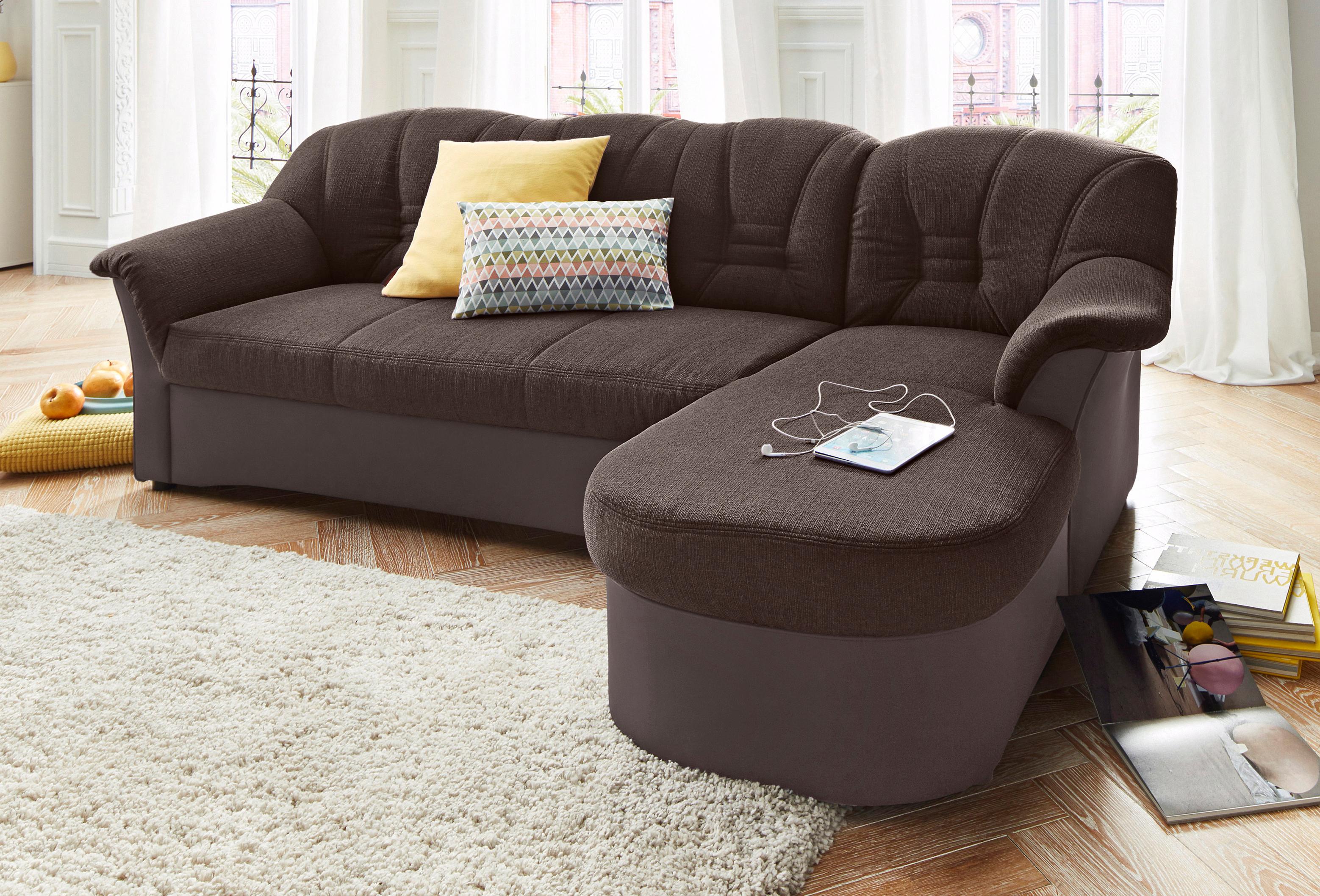 DOMO collection Ecksofa "ELVA 233x142 cm, elegante Rückensteppung, L-Form" whlw. mit Bettfunktion und Federkern