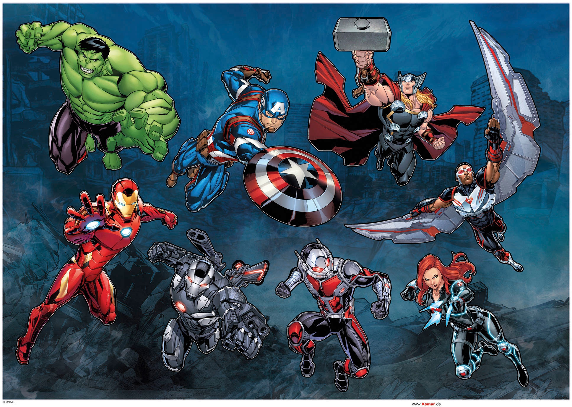 Komar Wandtattoo »Wandtattoo - Avengers Crew - Größe 50 x 70 cm«, (8 St.)