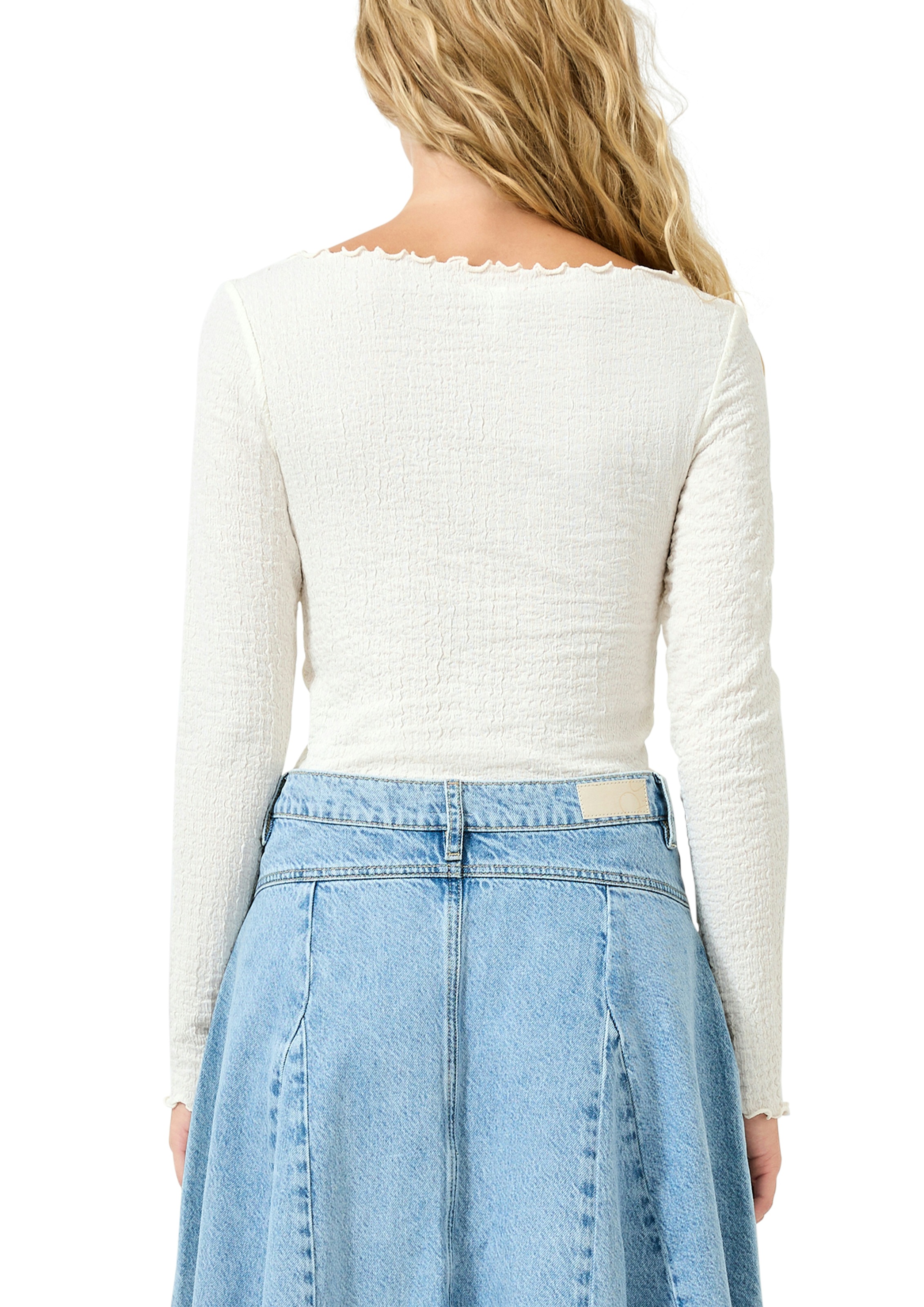 QS Langarmshirt mit gewellten Abschlüssen günstig online kaufen