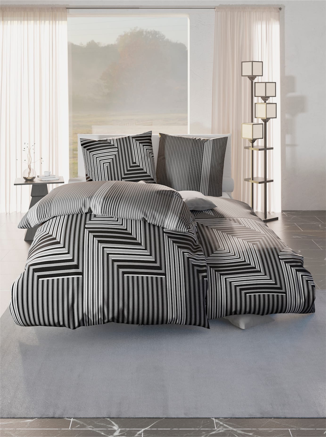 Bettwäsche KAEPPEL, grau, Feinbiber, 100% Baumwolle, Bettwäsche