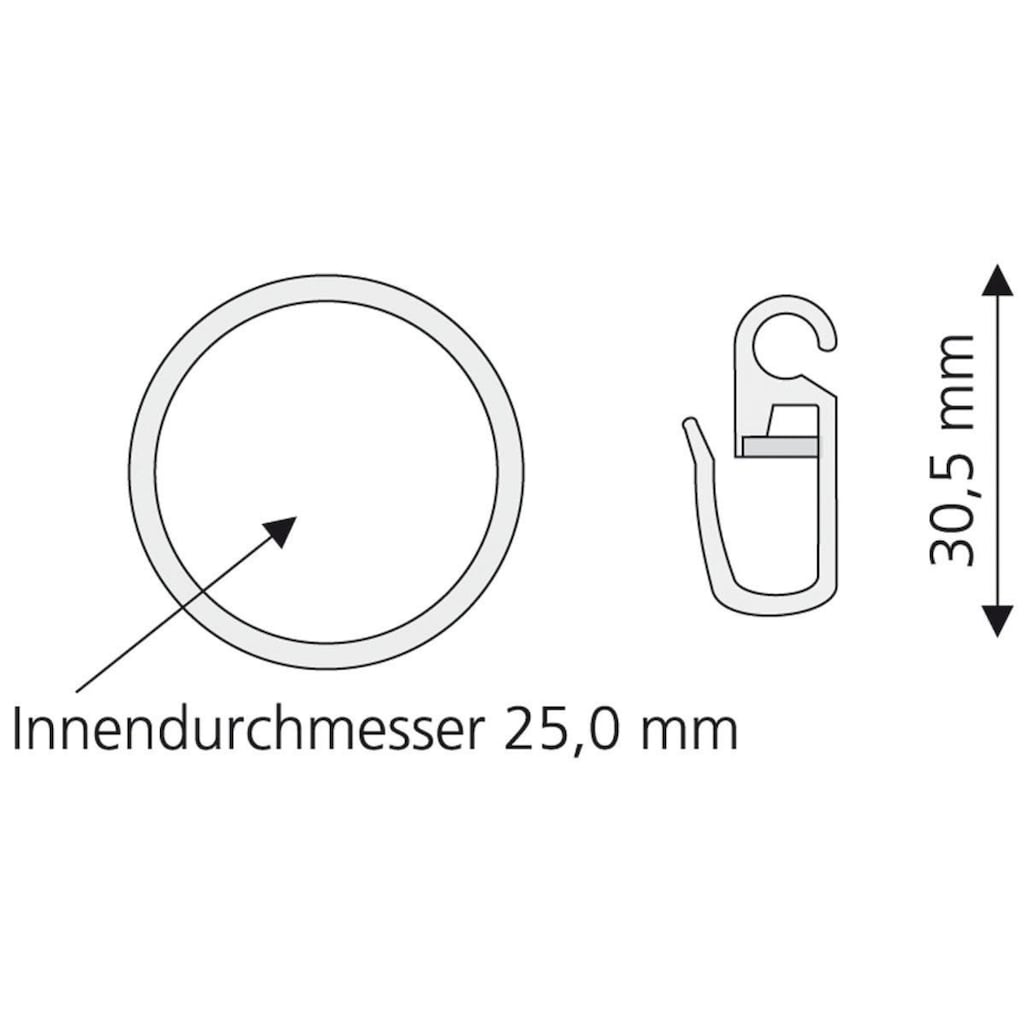 Liedeco Gardinenring, (Set, 8 St., mit Faltenlegehaken)