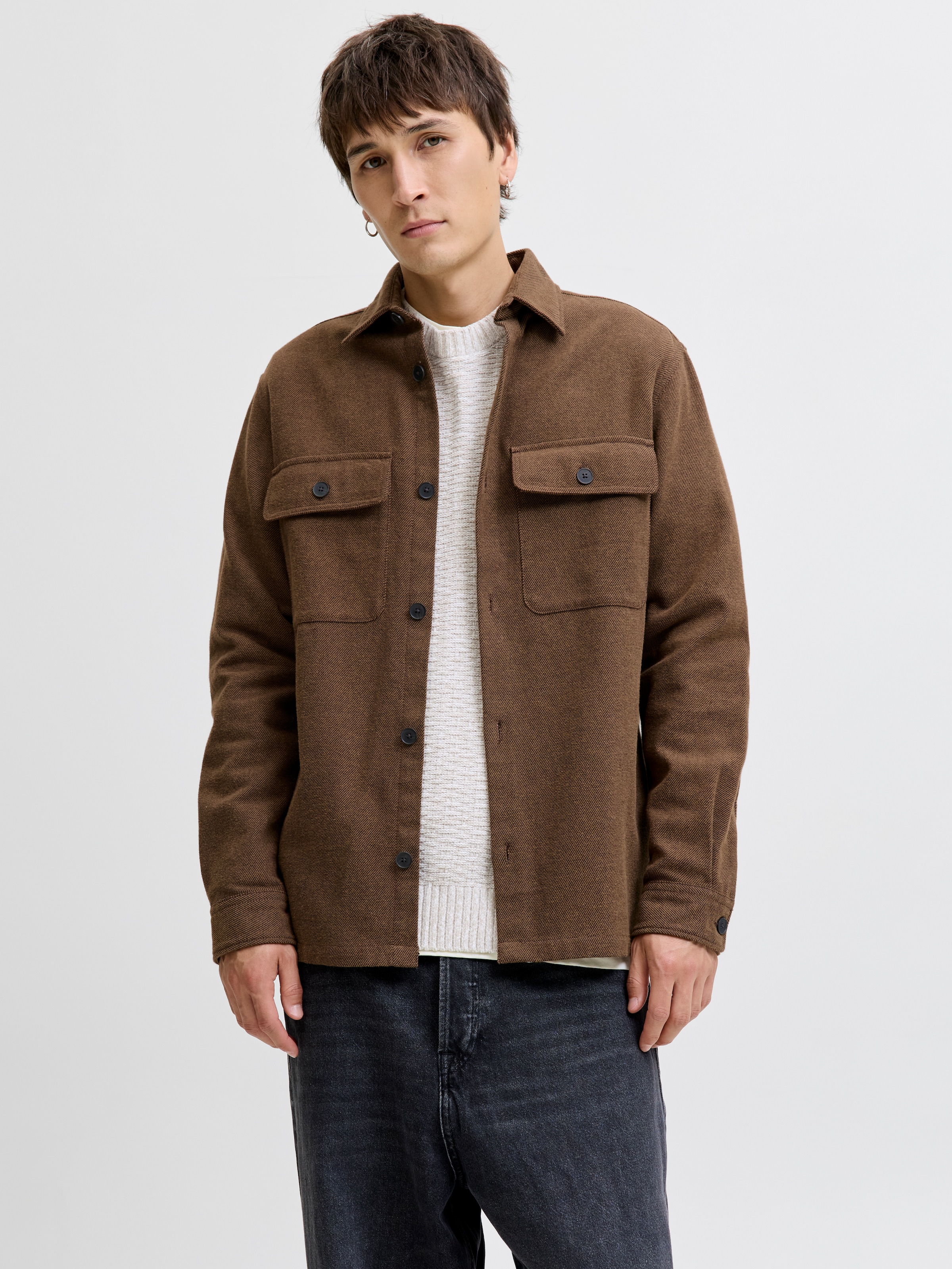 Jack & Jones Langarmhemd "JPRRAYLE MELANGE SOLID L/S OVERSHIRT SN" günstig online kaufen