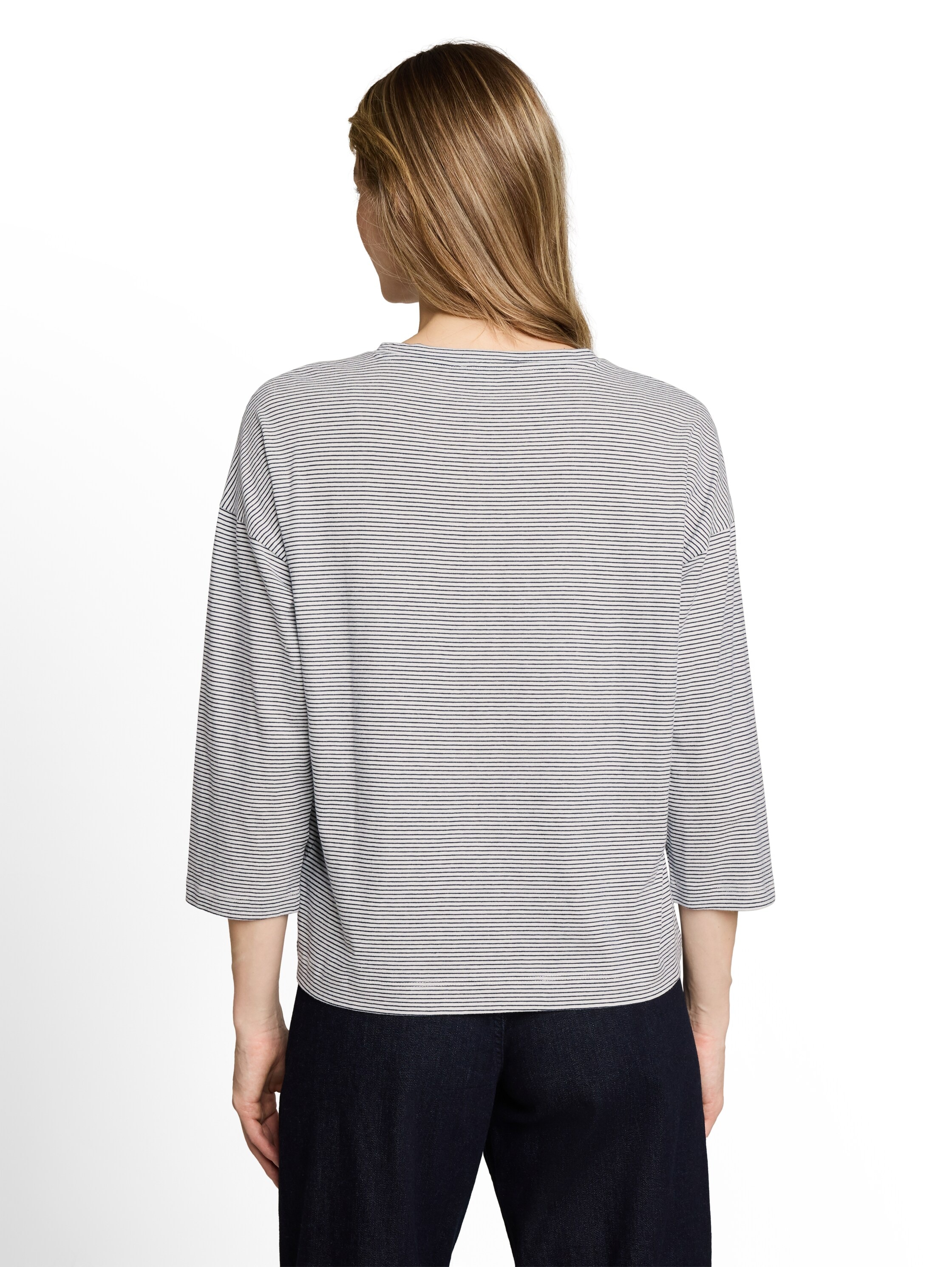 TOM TAILOR Langarmshirt Blumen-Stickerei / Streifenmuster