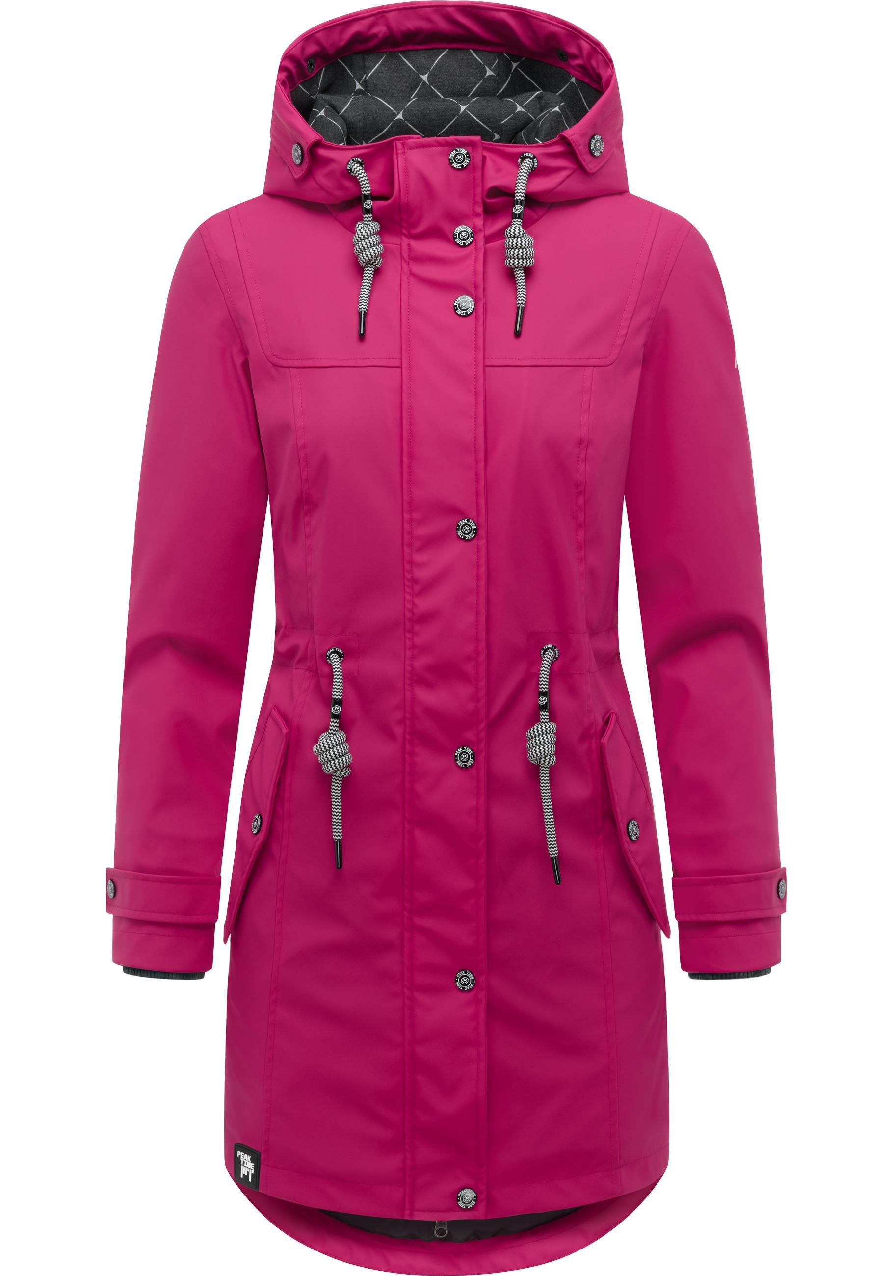 PEAK TIME Regenjacke "L60042" mit Kapuze stylisch taillierter Regenmantel für Damen