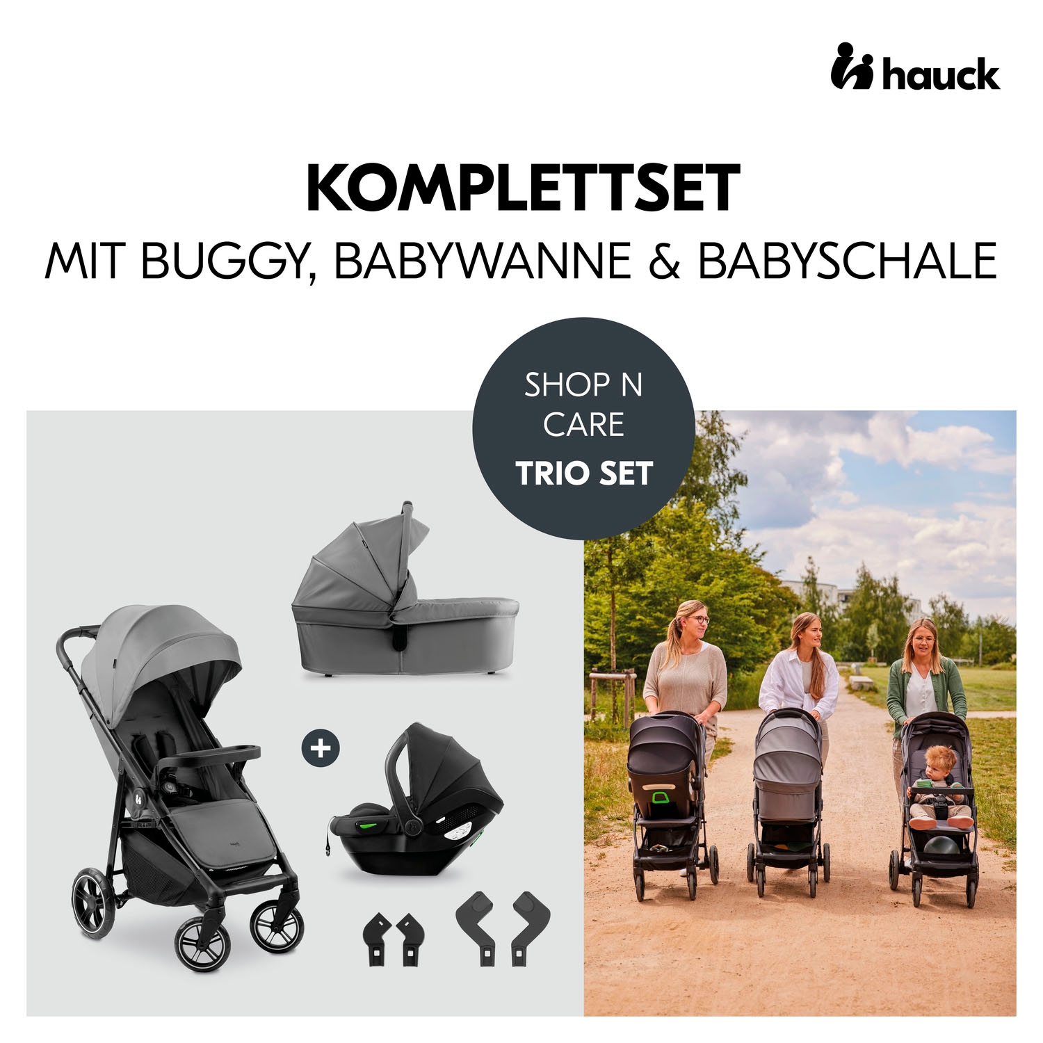 Hauck Kinder-Buggy »Shop N Care Trio Set«, inkl. Babyschale, Babywanne und Adapter