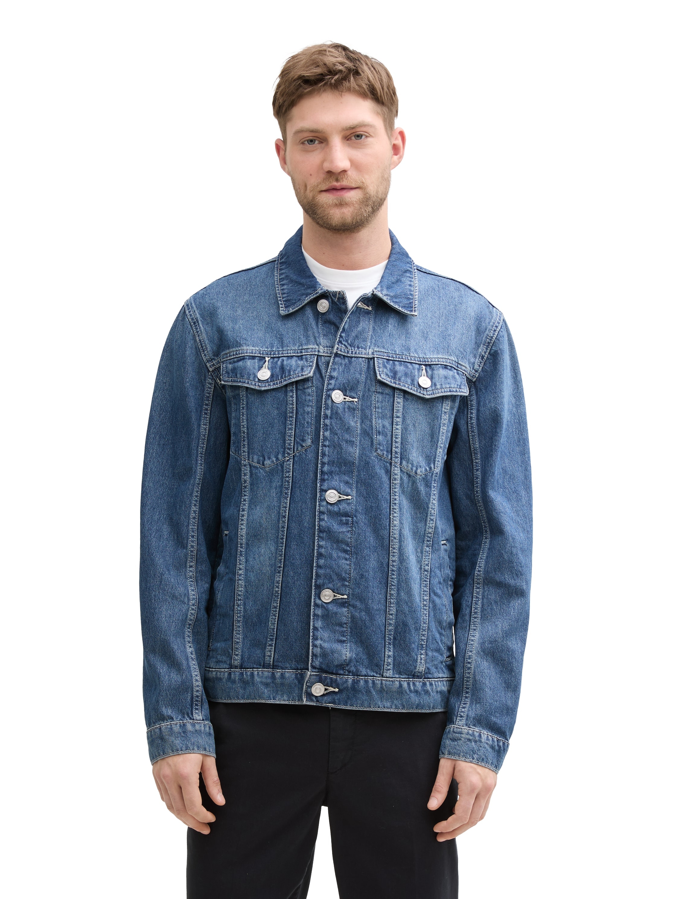 TOM TAILOR Jeansjacke, ohne Kapuze, mit Reverskragen