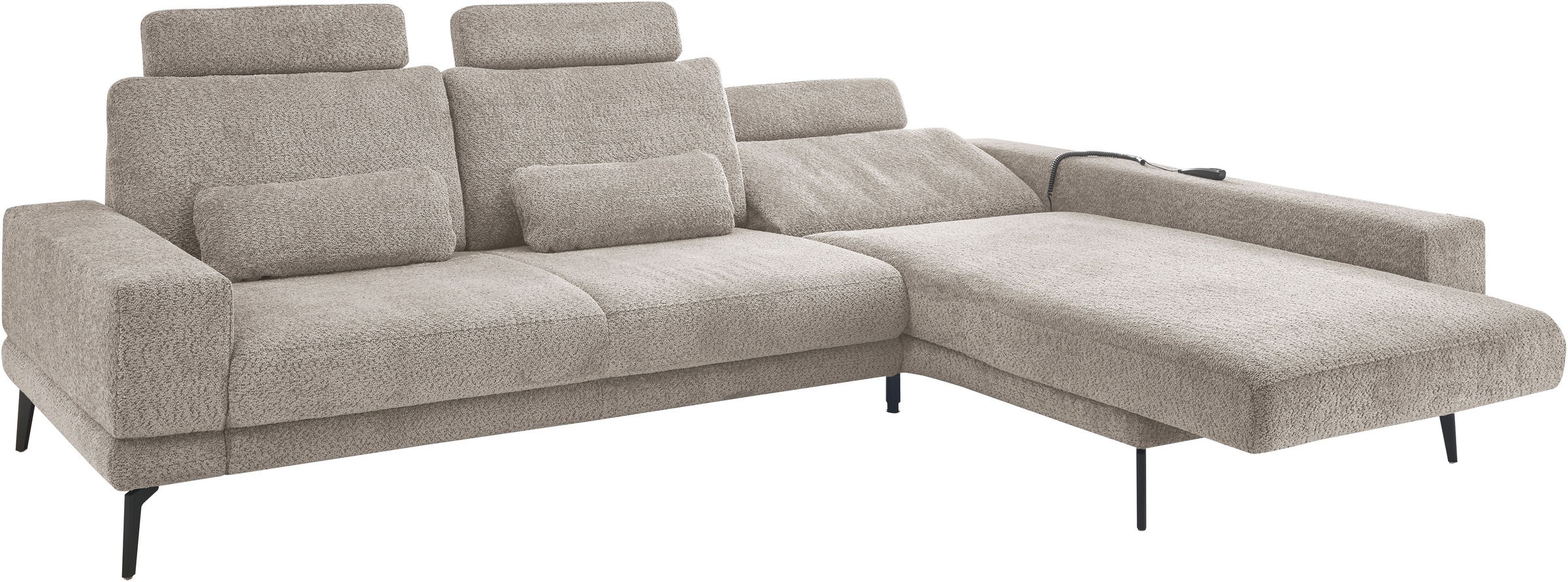 set one by Musterring Ecksofa »SO 3600, inkl motor. Sitztiefenverstellung, Kopfstützen, Nierenkissen«, Sitzhöhe 44 cm, Federkern, Breite 293 x Tiefe 180 cm, Kama stone