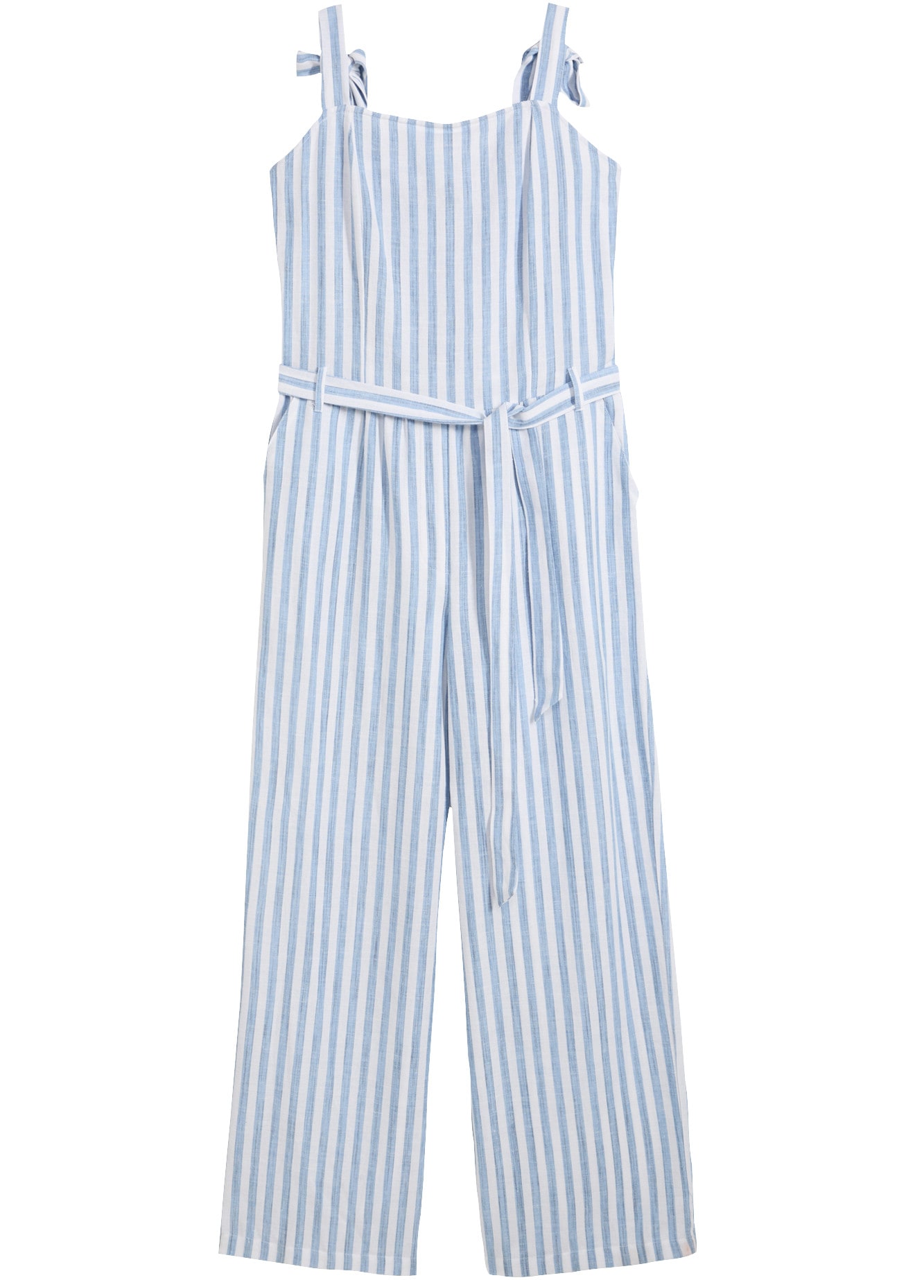 bonprix Jumpsuit loose fit, ärmellos, mit Bindedetails, aus Baumwolle und Leinen
