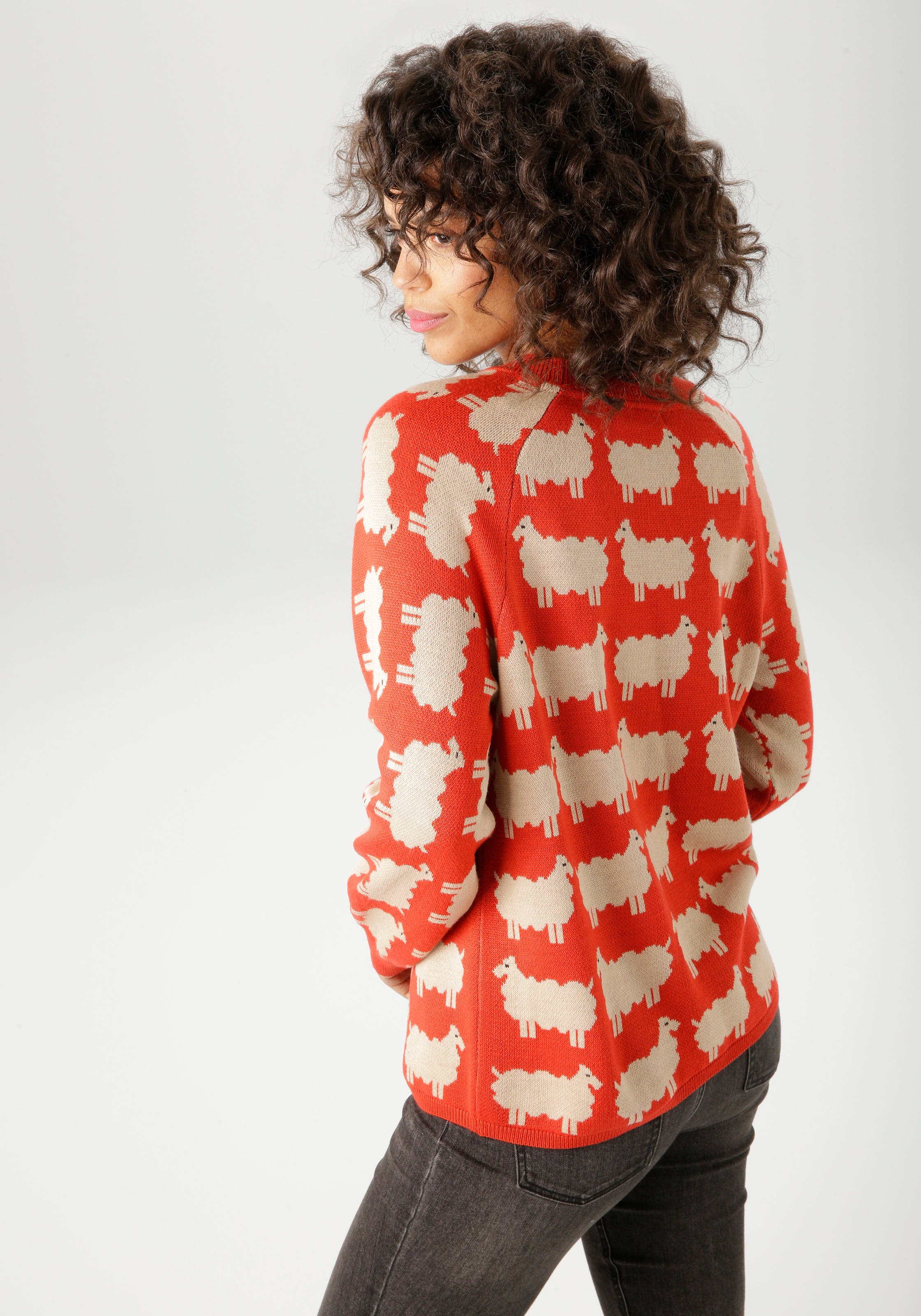 Aniston CASUAL Strickpullover, mit eingestrickten Schafen - NEUE KOLLEKTION